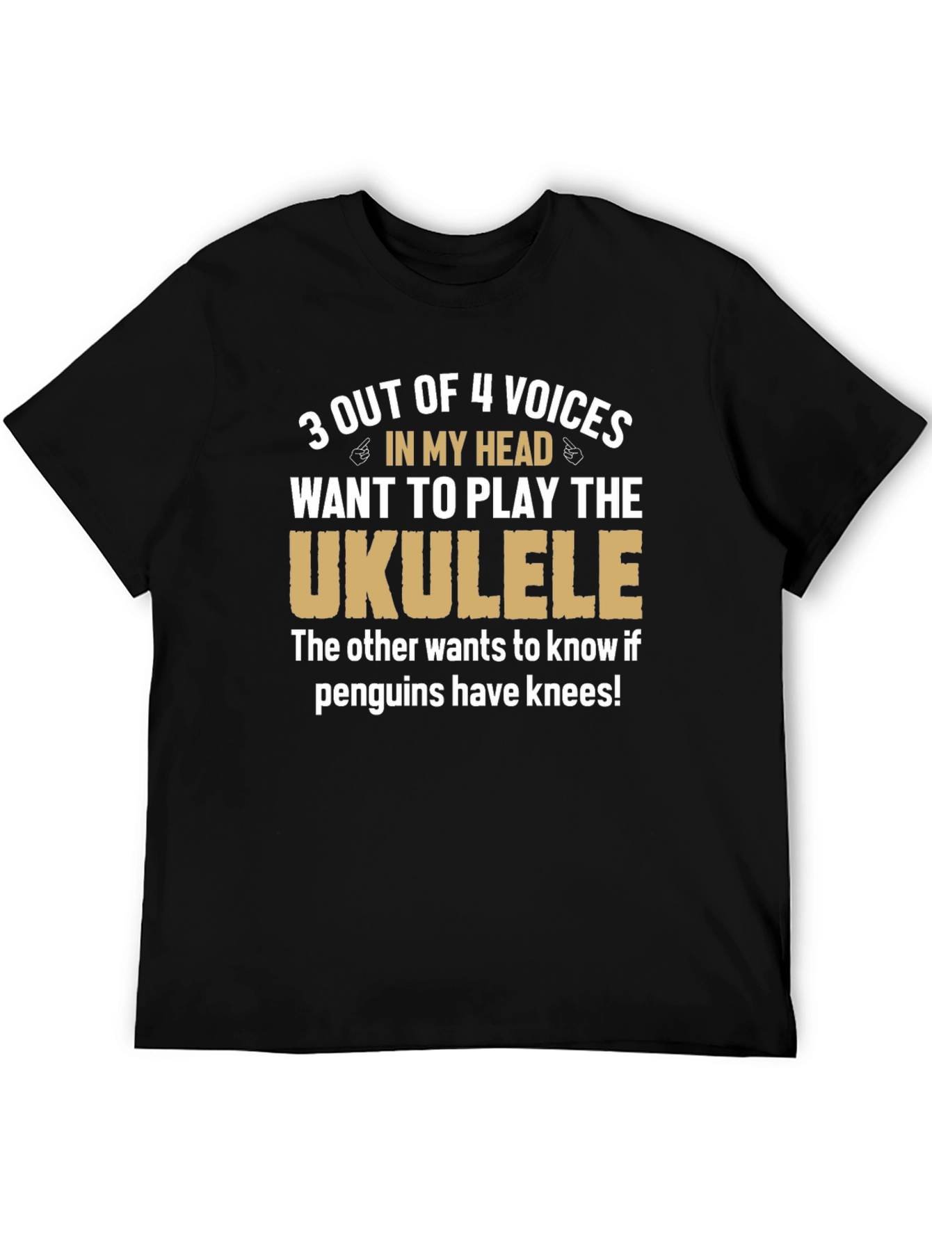 Ukulele Humor T-Shirt: Penguins Have Knees?