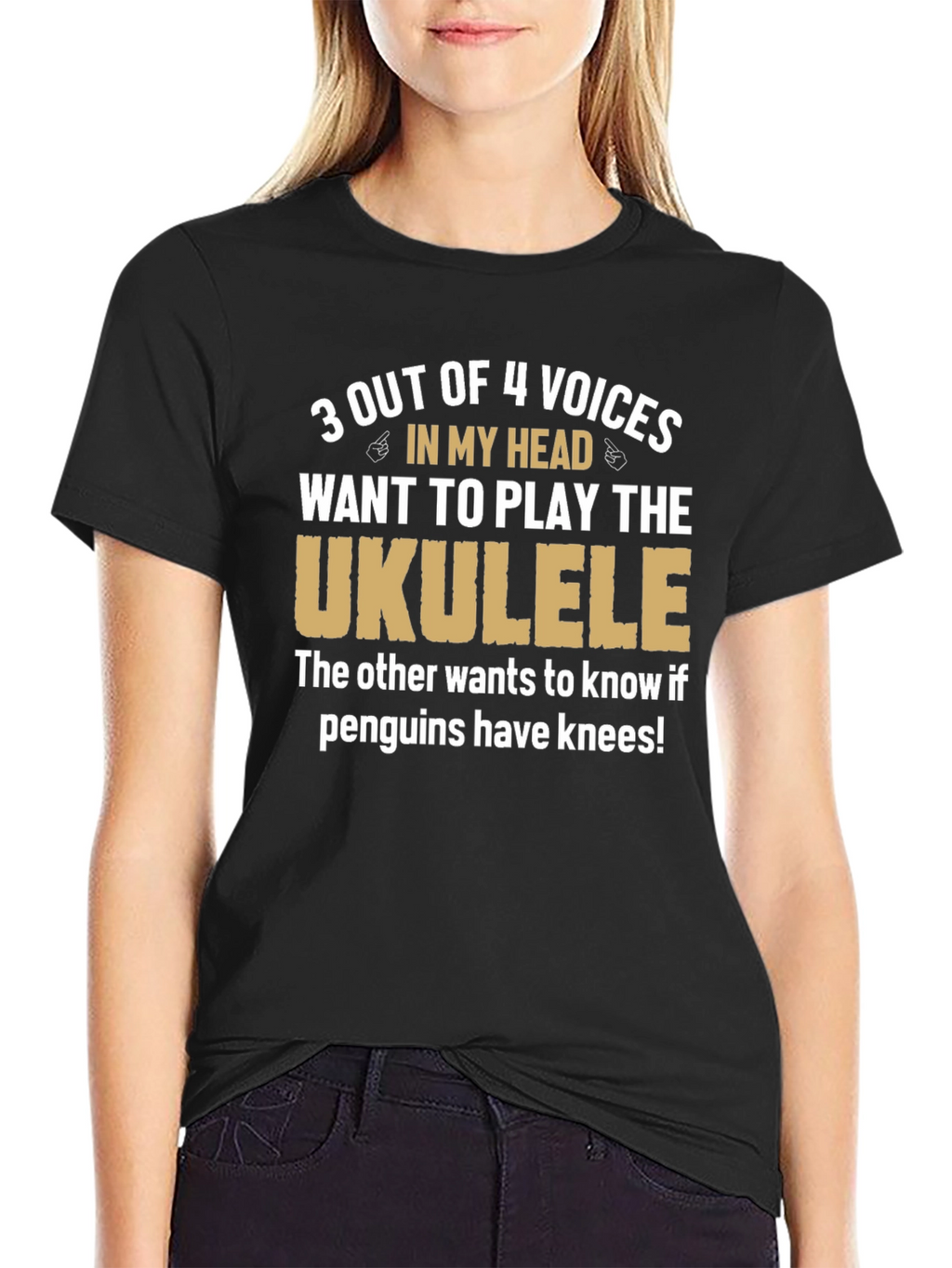 Ukulele Humor T-Shirt: Penguins Have Knees?