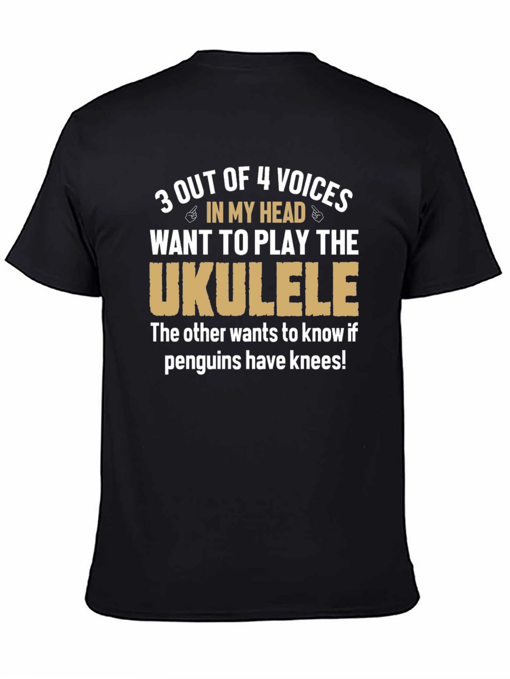 Ukulele Humor T-Shirt: Penguins Have Knees?