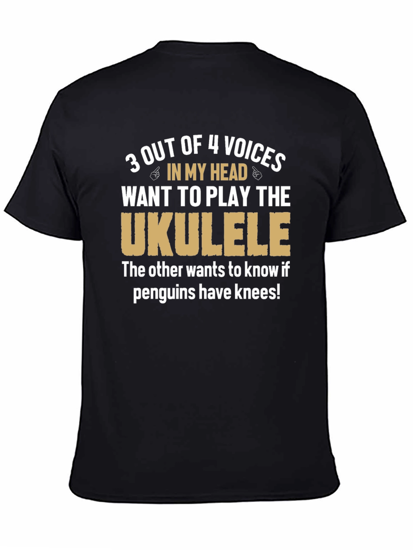 Ukulele Humor T-Shirt: Penguins Have Knees?