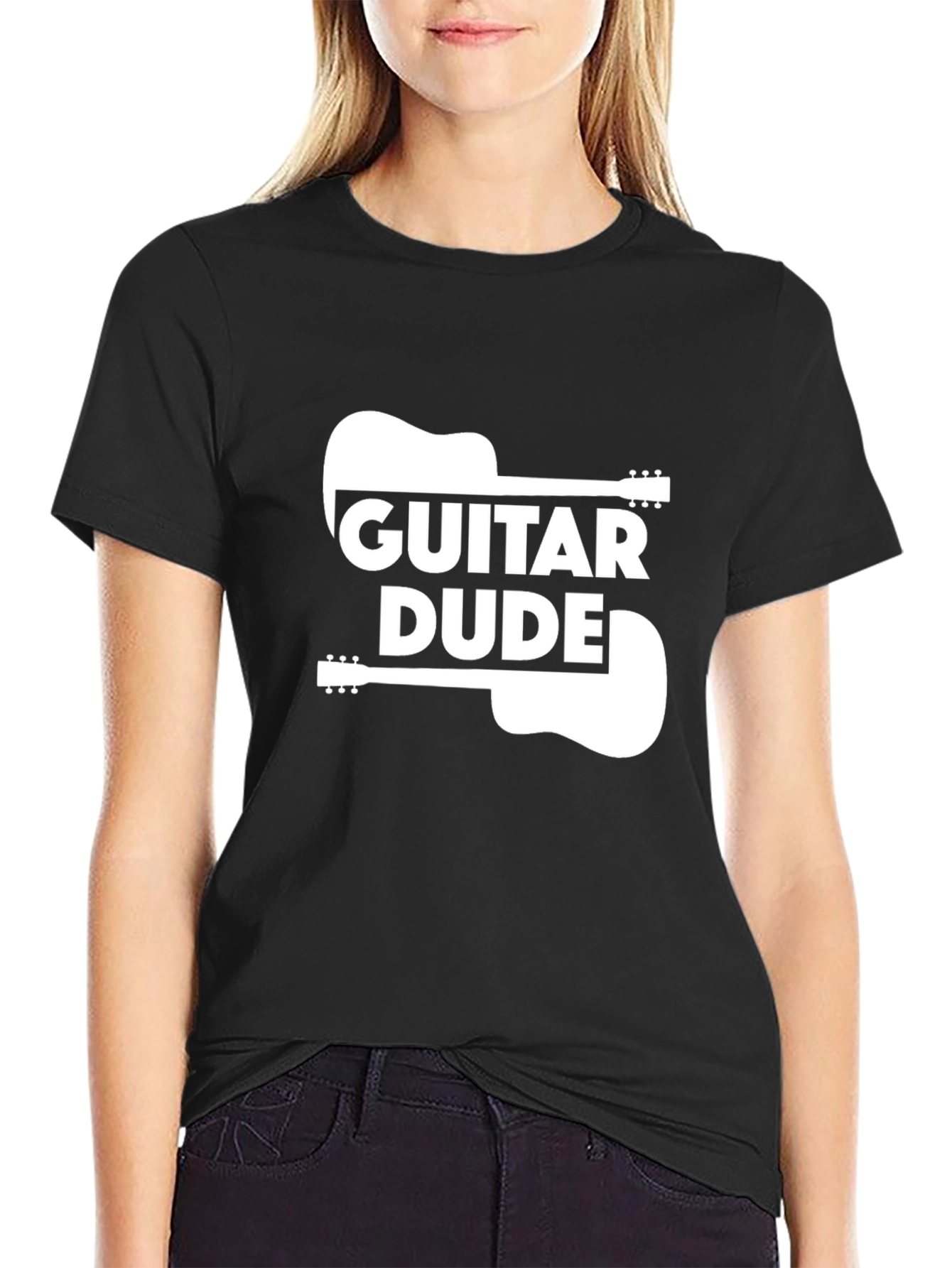 Guitar Dude Graphic Tee - Black Cotton T-Shirt