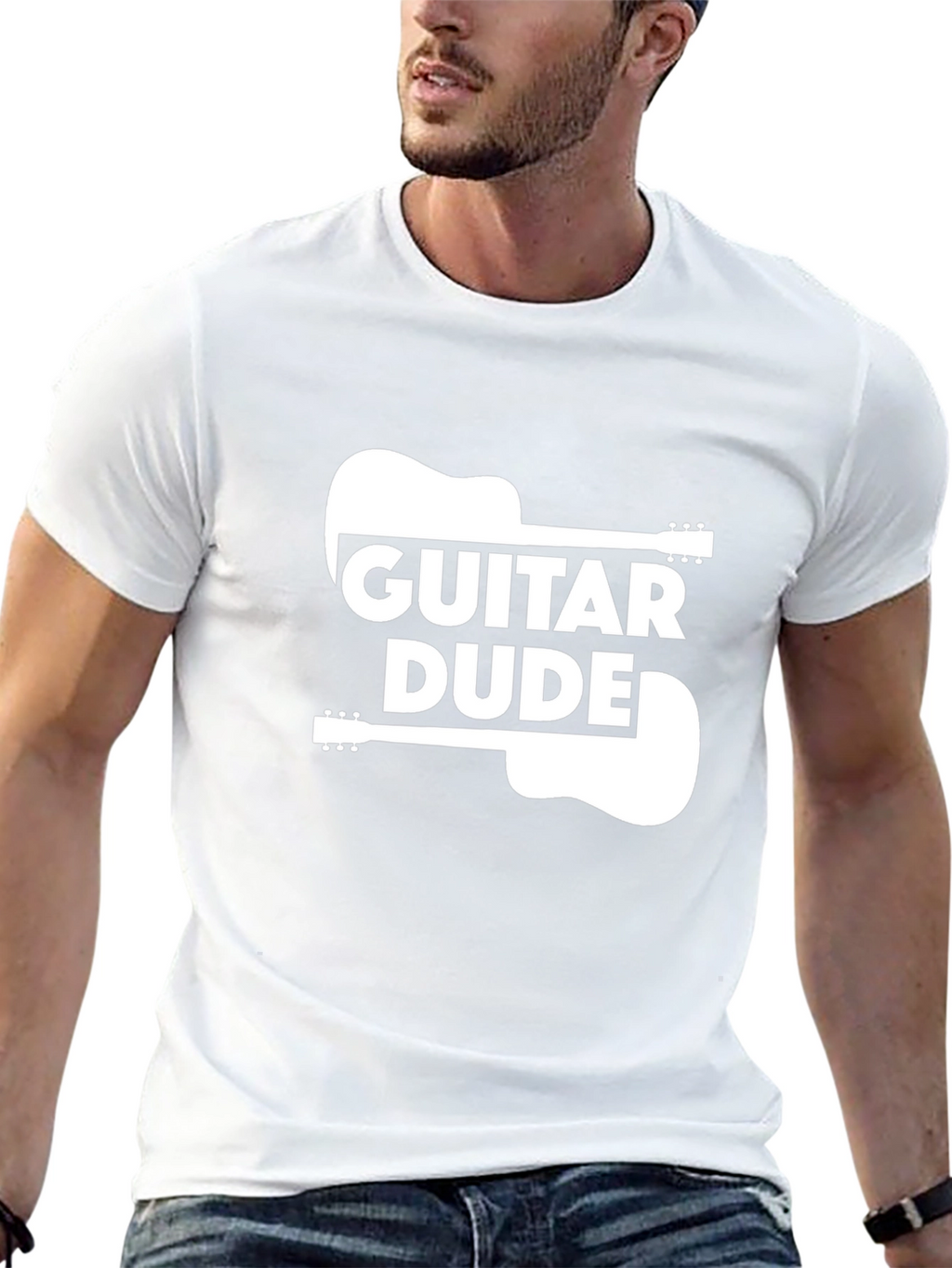 Guitar Dude Graphic Tee - Black Cotton T-Shirt