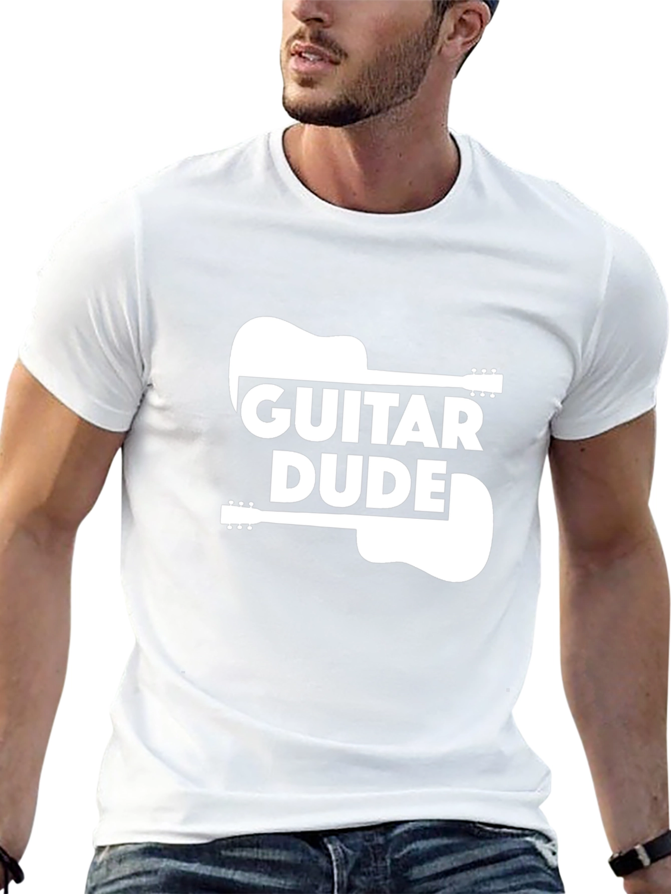 Guitar Dude Graphic Tee - Black Cotton T-Shirt