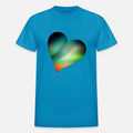 glowing northern lights heart in the firmament