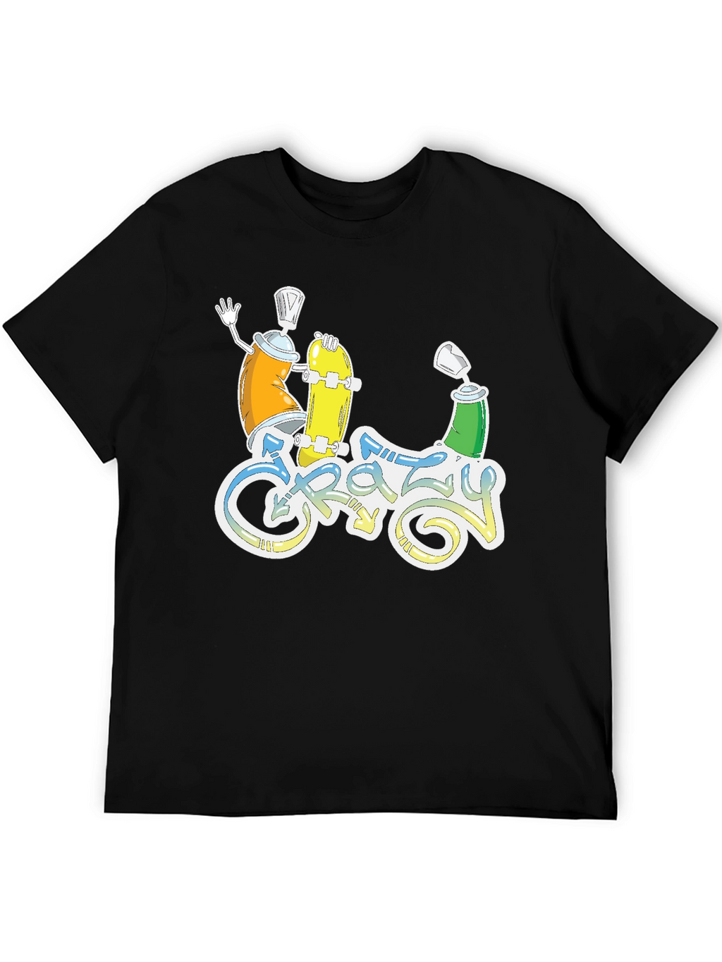 Crazy Graphic Tee - Skateboarding Spray Paint Art T-Shirt