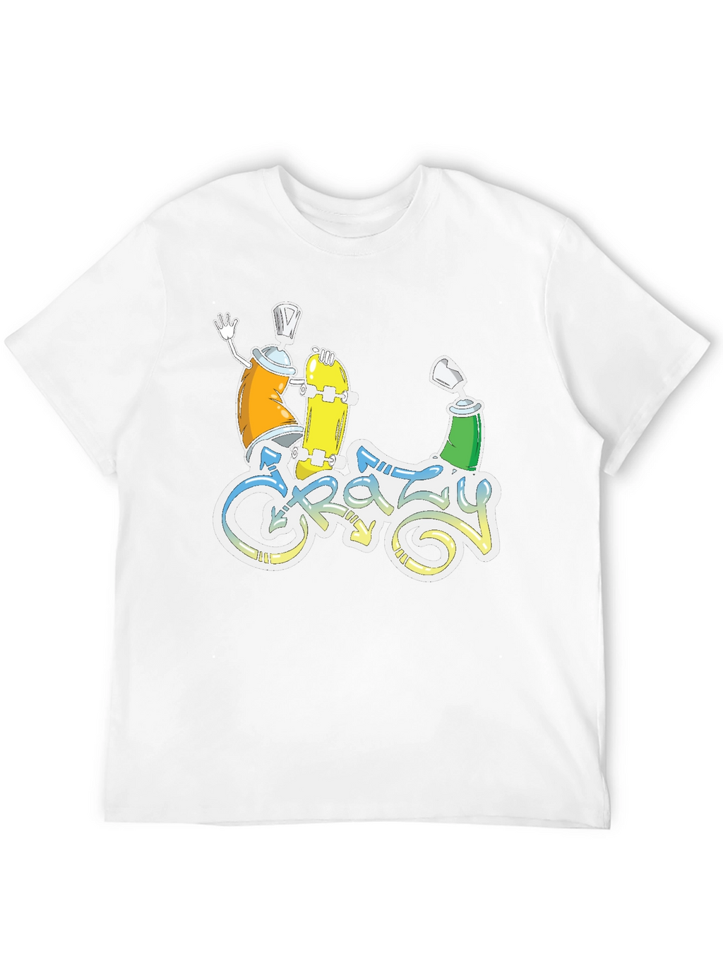 Crazy Graphic Tee - Skateboarding Spray Paint Art T-Shirt