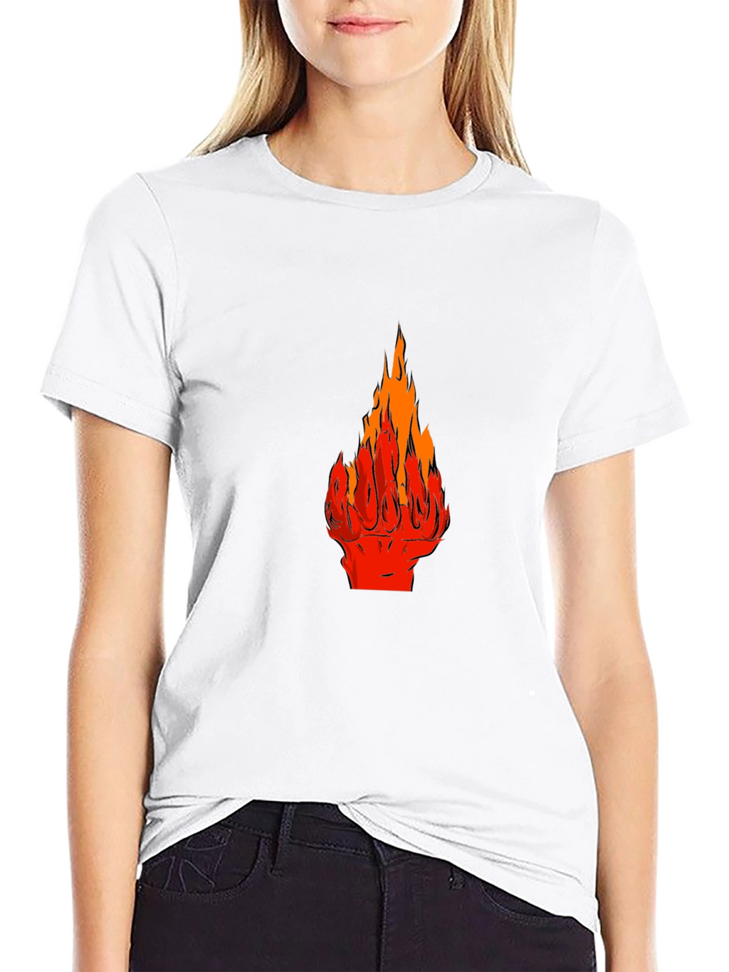 Fiery Fist Graphic Tee - Bold Black T-Shirt