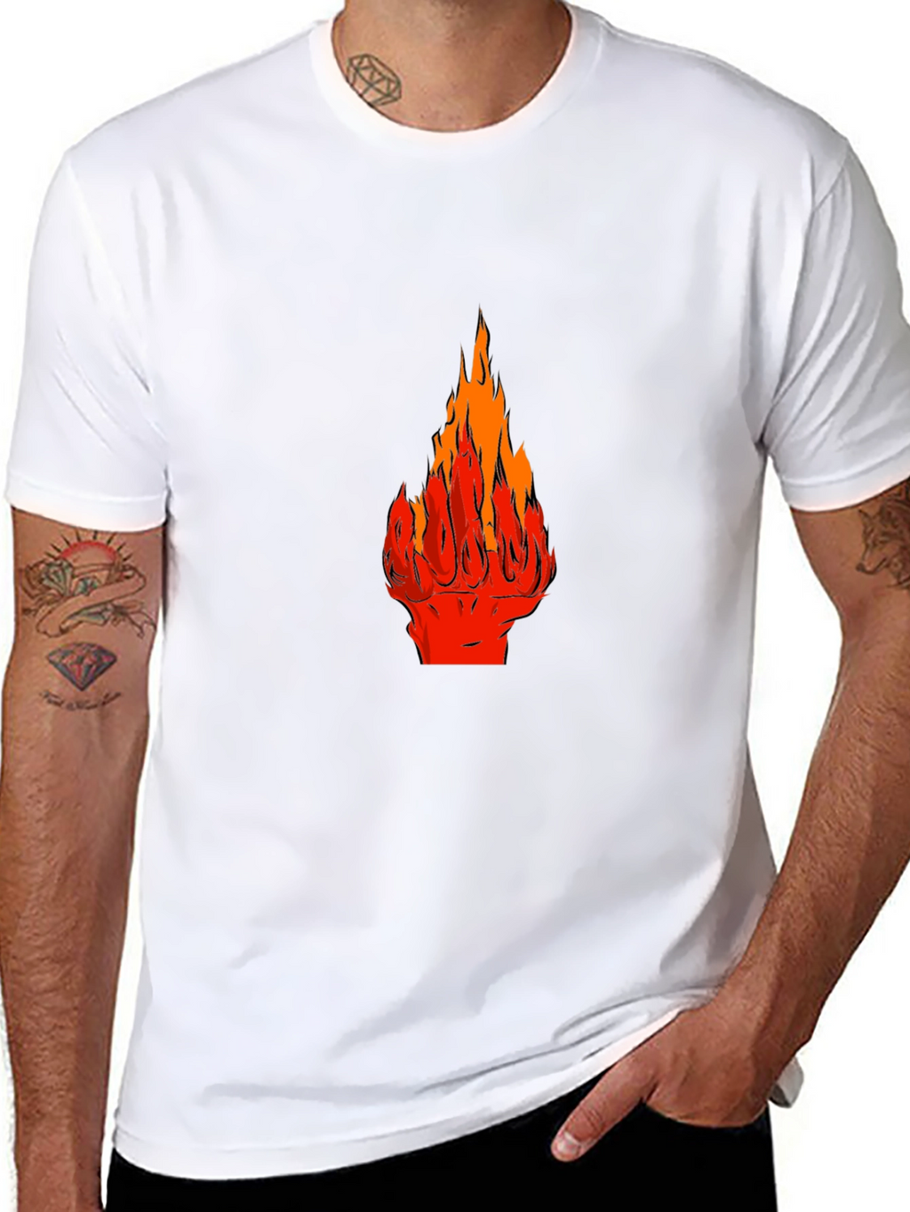 Fiery Fist Graphic Tee - Bold Black T-Shirt