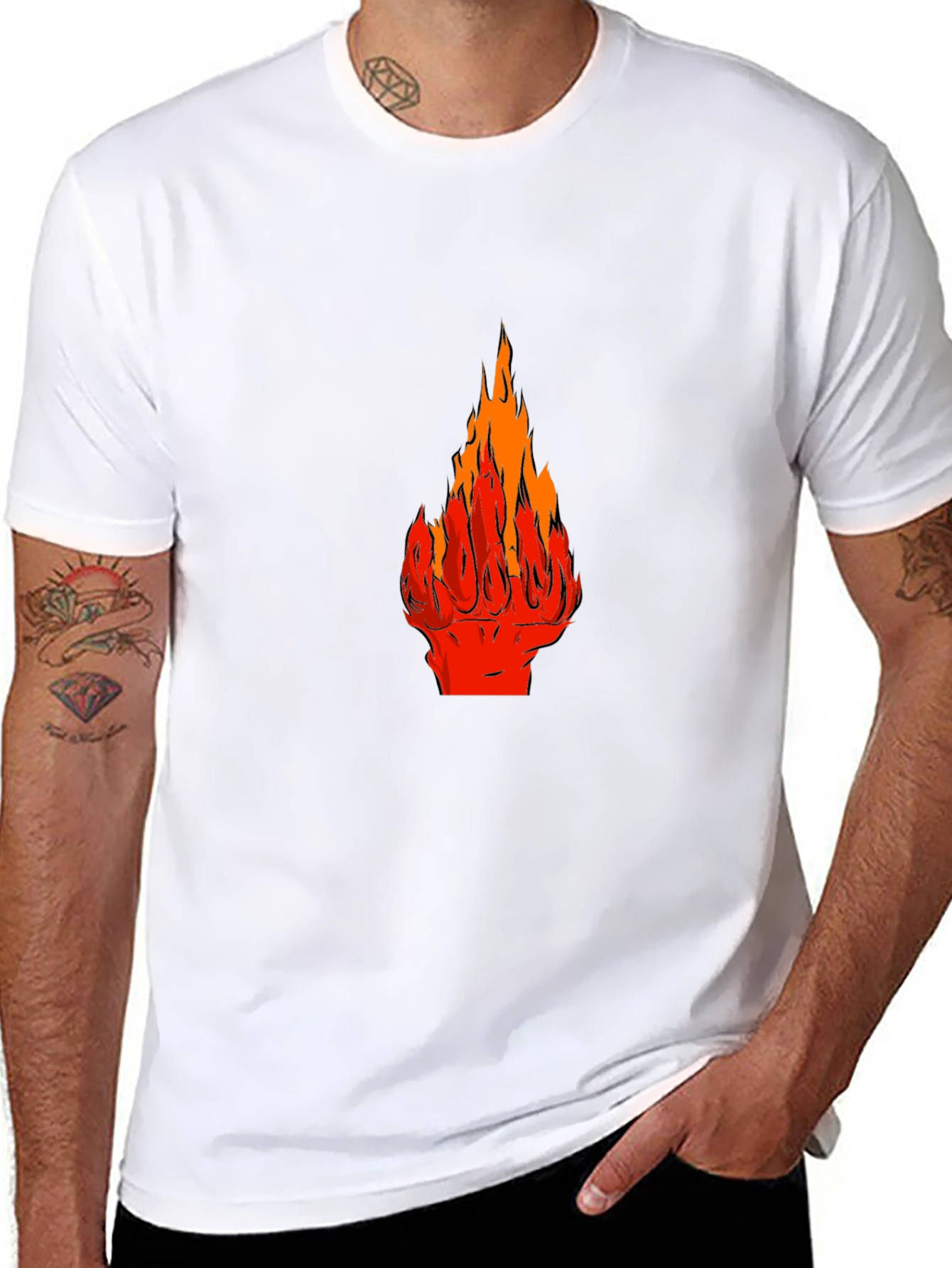 Fiery Fist Graphic Tee - Bold Black T-Shirt