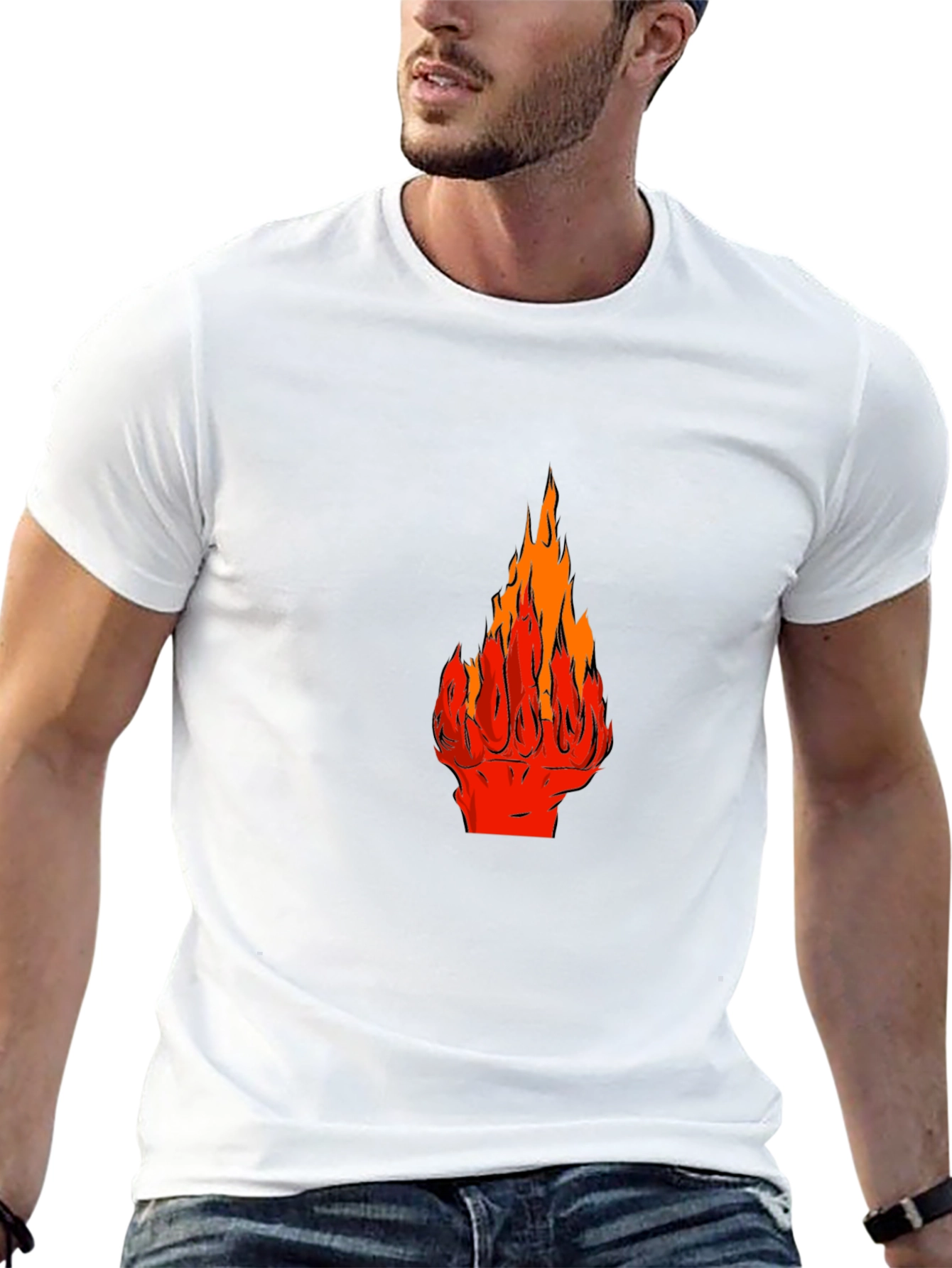 Fiery Fist Graphic Tee - Bold Black T-Shirt
