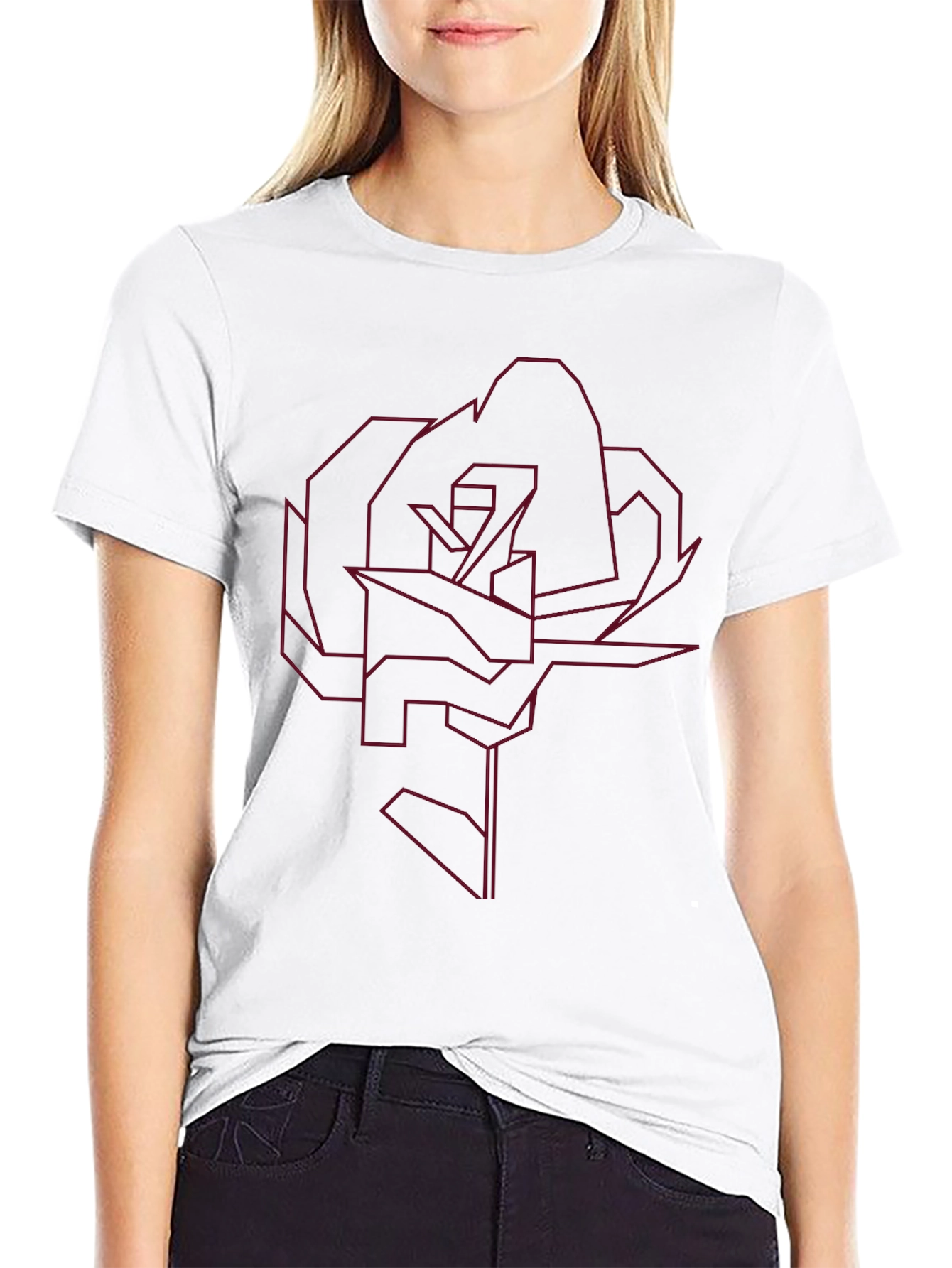 Abstract Geometric Rose Graphic Tee