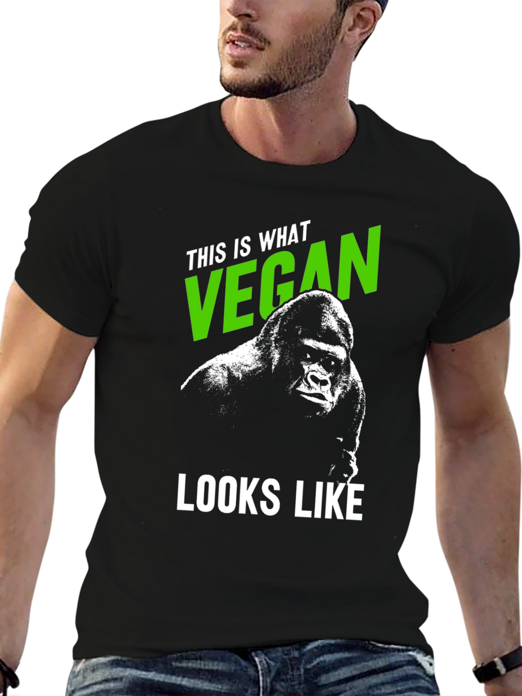 Vegan Gorilla Graphic Tee - Black T-Shirt