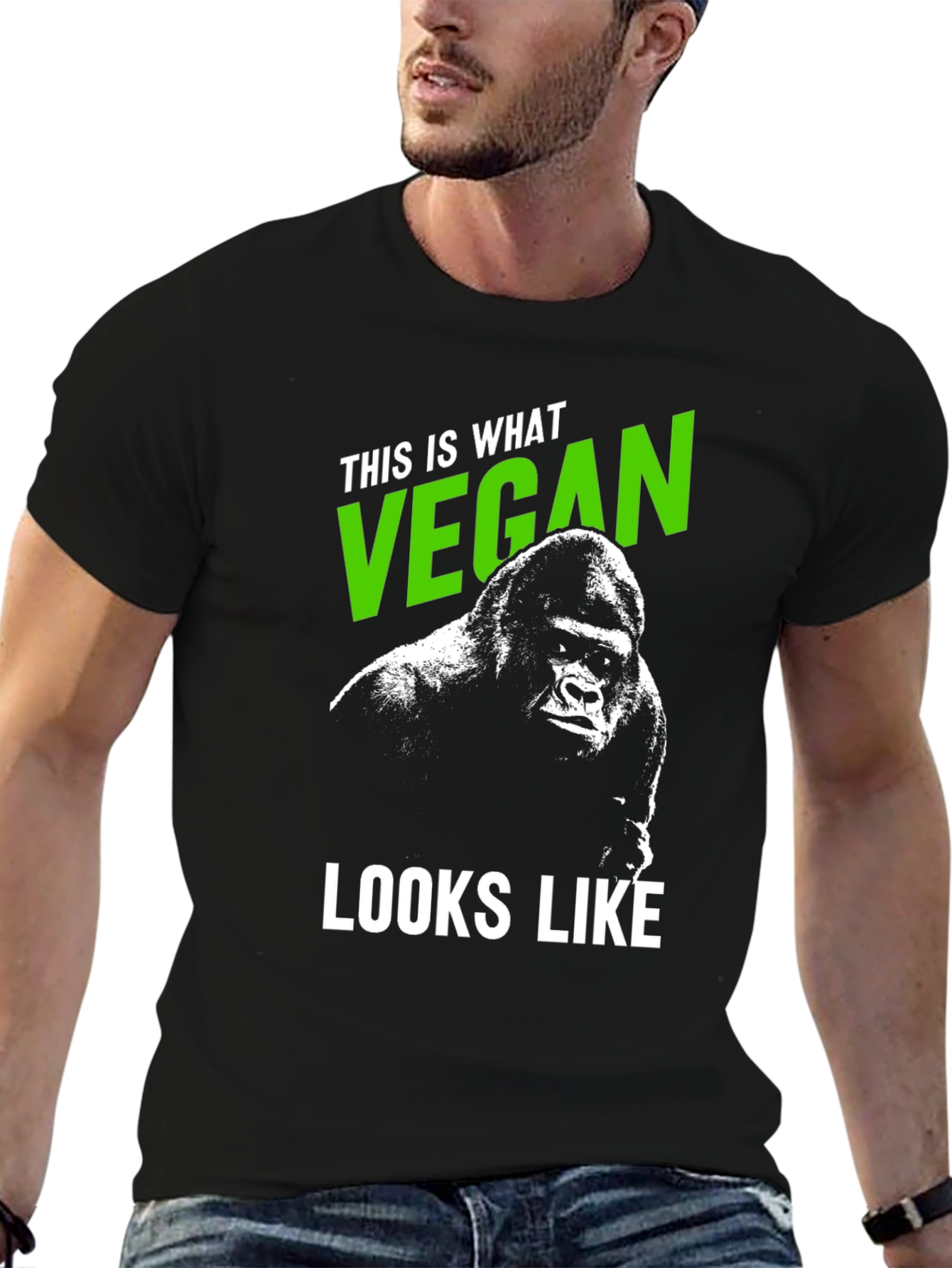 Vegan Gorilla Graphic Tee - Black T-Shirt