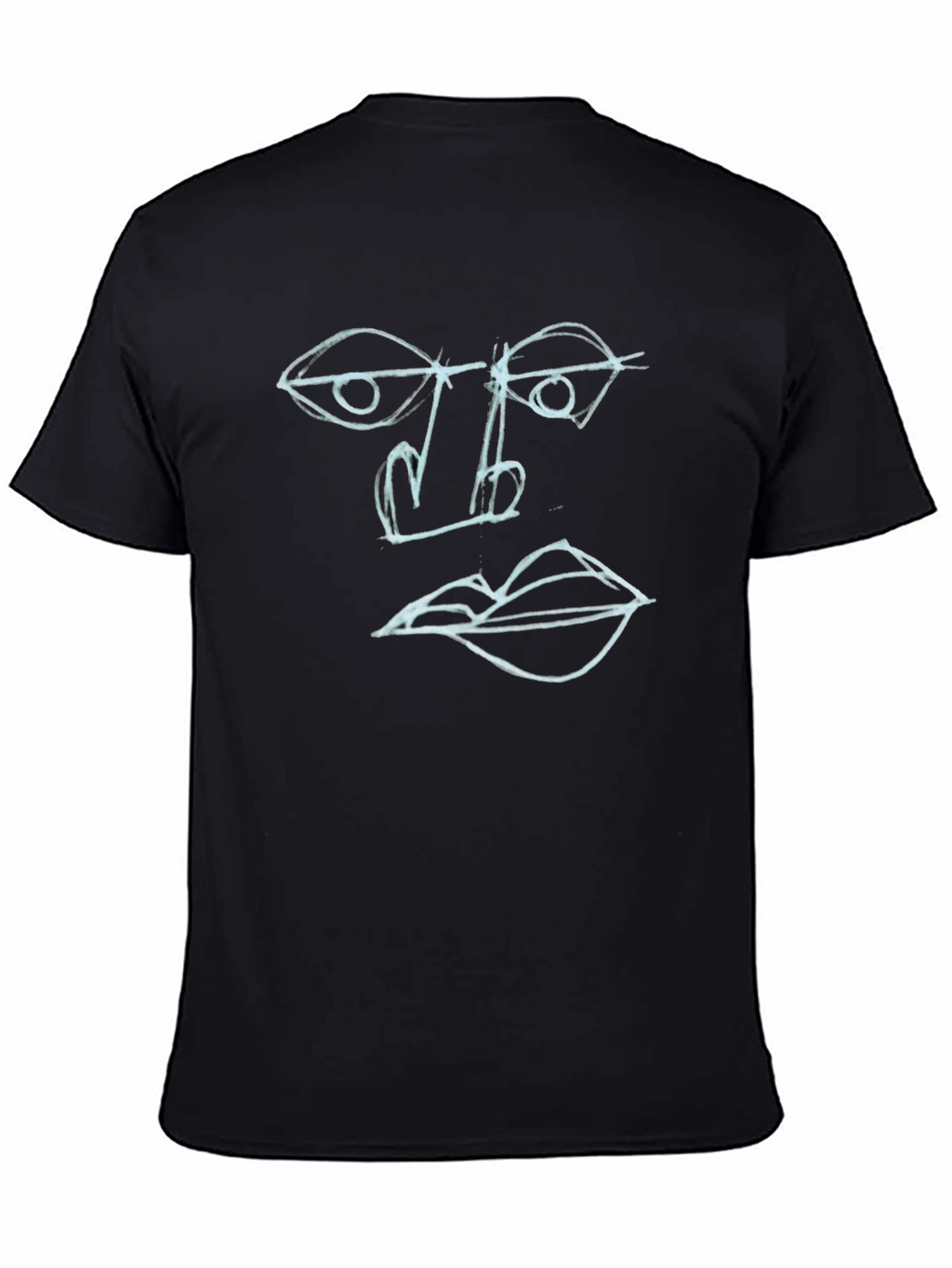 Abstract Face Art Tee - Black Cotton Graphic T-Shirt