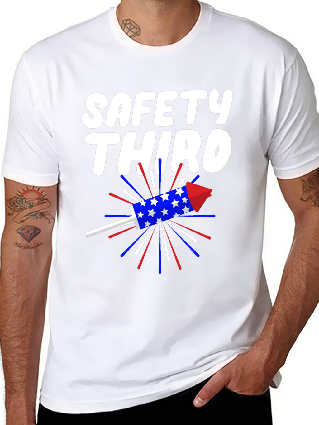 Safety Third T-Shirt Patriotic Rocket Tee