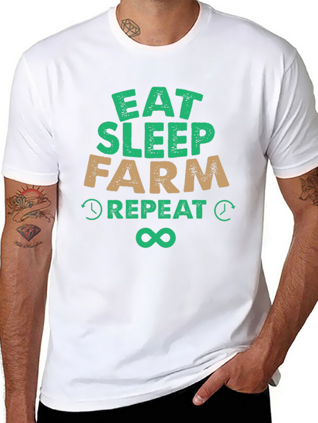 Eat Sleep Farm Repeat Black T-Shirt