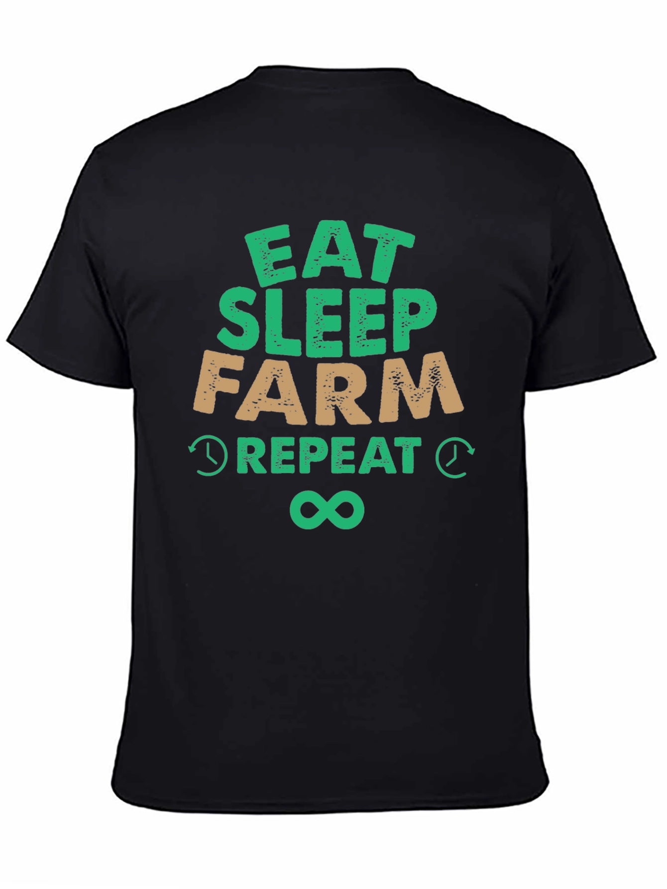 Eat Sleep Farm Repeat Black T-Shirt
