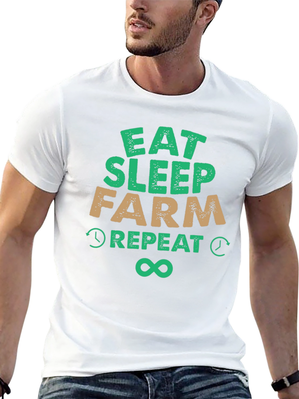 Eat Sleep Farm Repeat Black T-Shirt