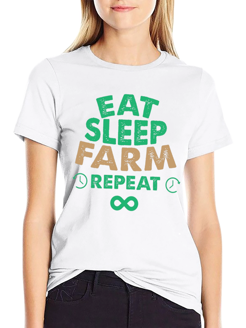 Eat Sleep Farm Repeat Black T-Shirt