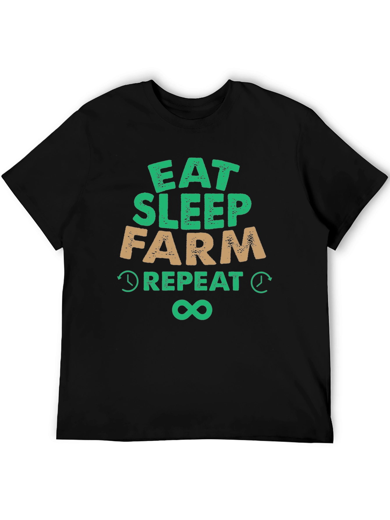 Eat Sleep Farm Repeat Black T-Shirt