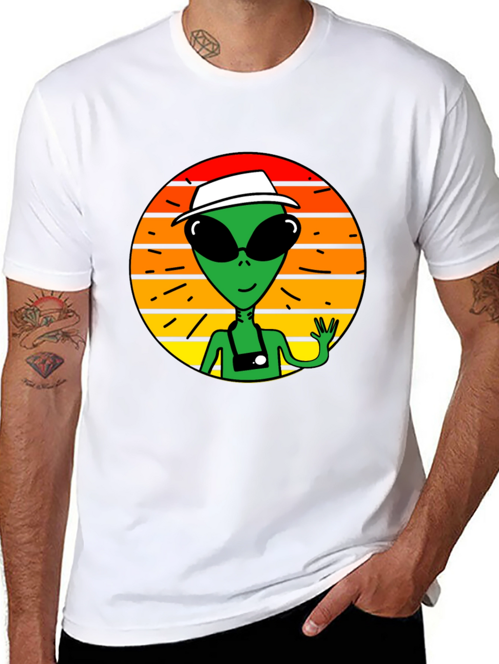 Retro Alien Graphic Tee -  Space Tourist T-Shirt