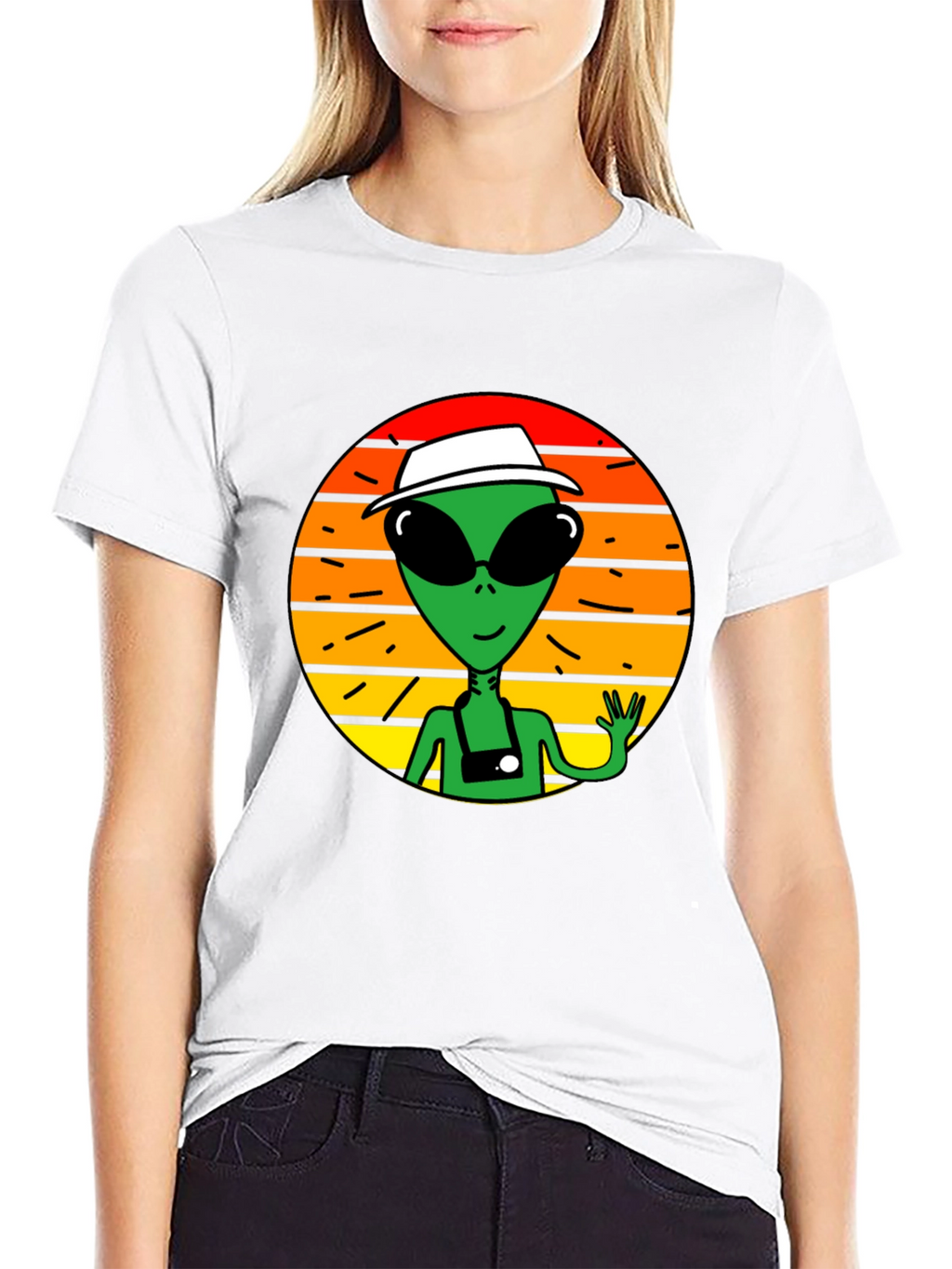 Retro Alien Graphic Tee -  Space Tourist T-Shirt