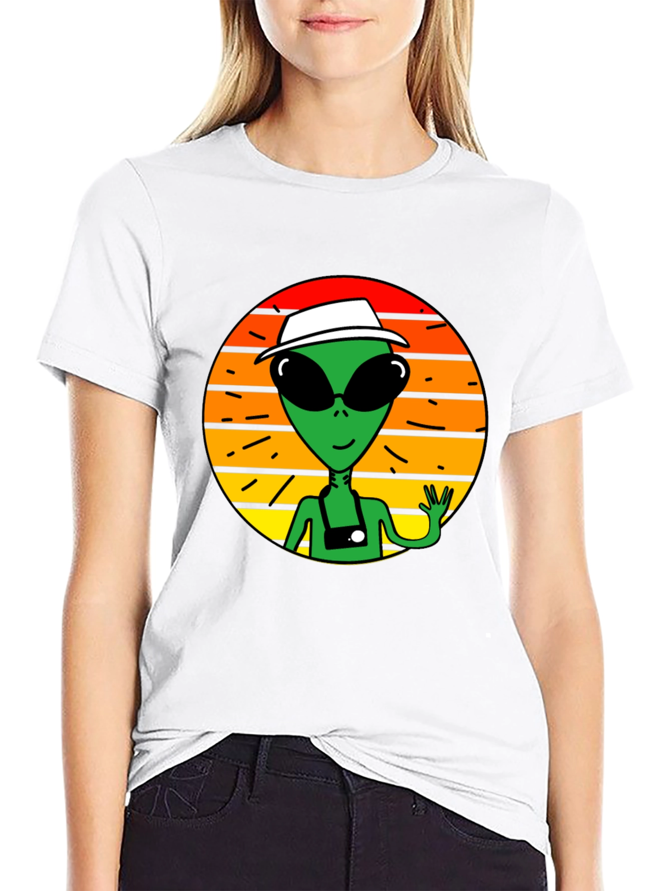 Retro Alien Graphic Tee -  Space Tourist T-Shirt