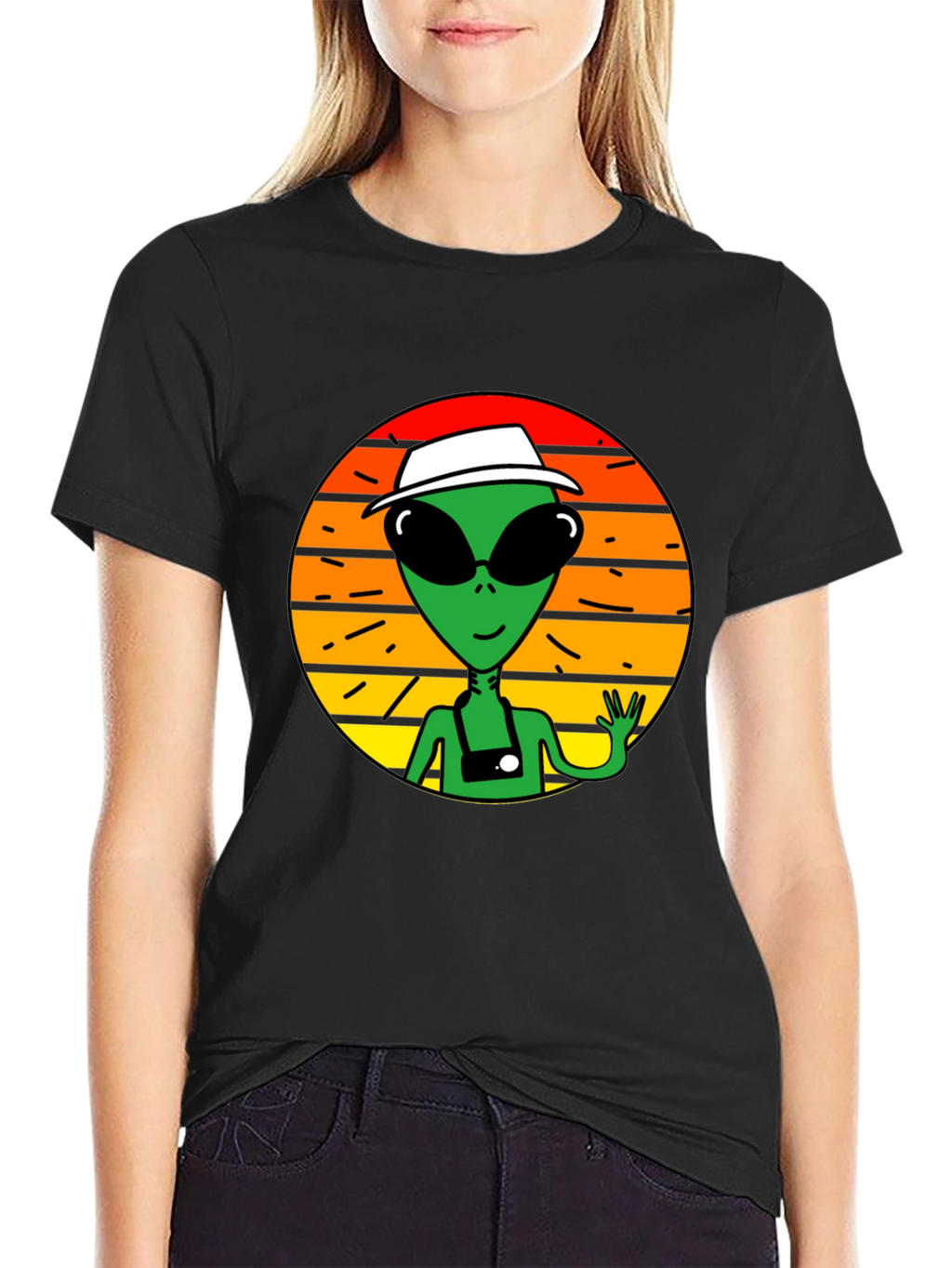 Retro Alien Graphic Tee -  Space Tourist T-Shirt