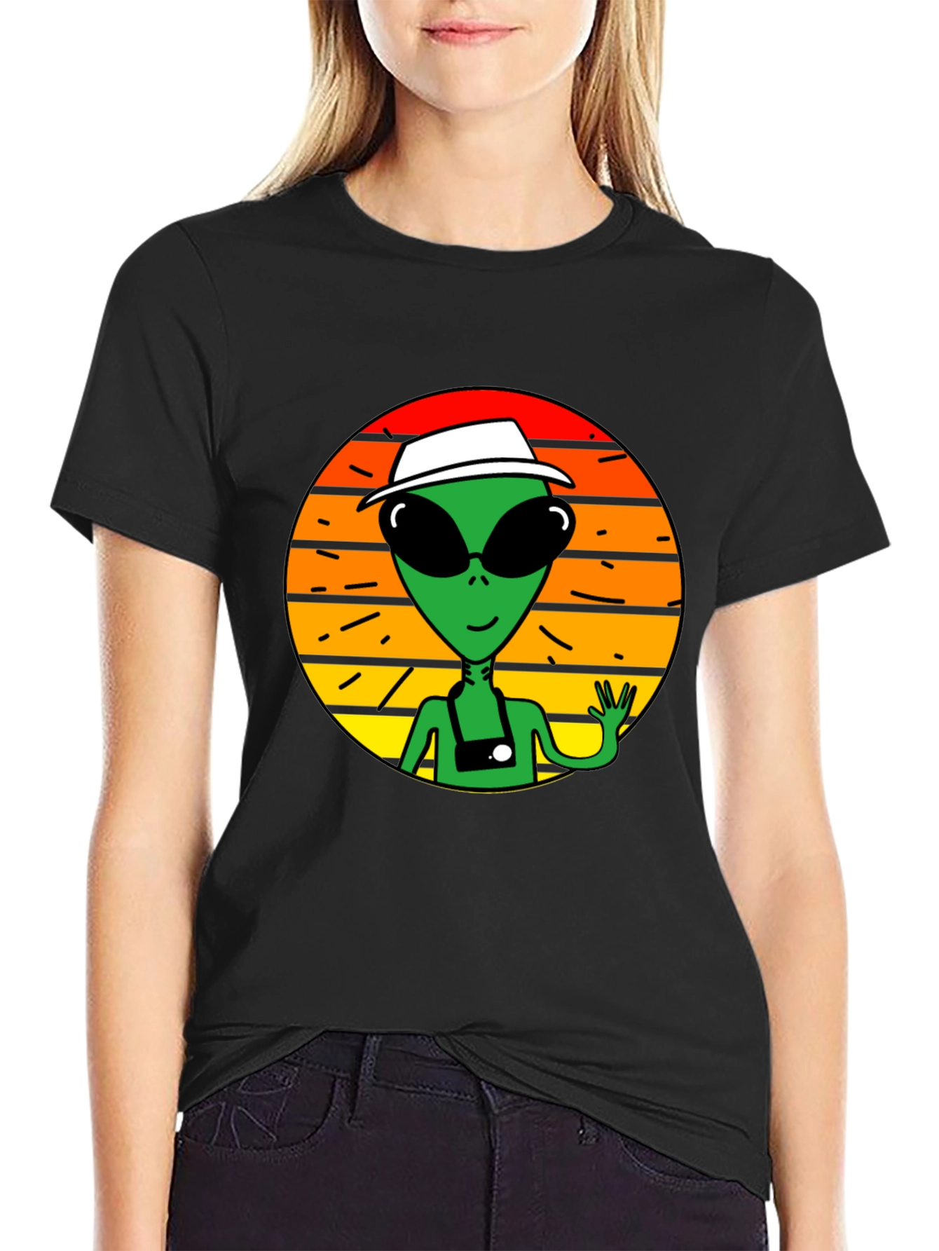 Retro Alien Graphic Tee -  Space Tourist T-Shirt