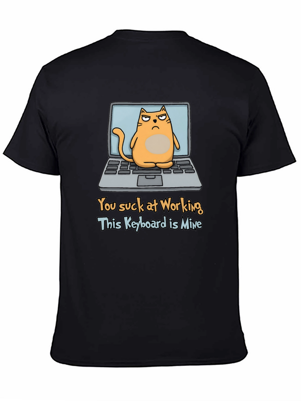 Funny Cat Laptop Graphic T-Shirt