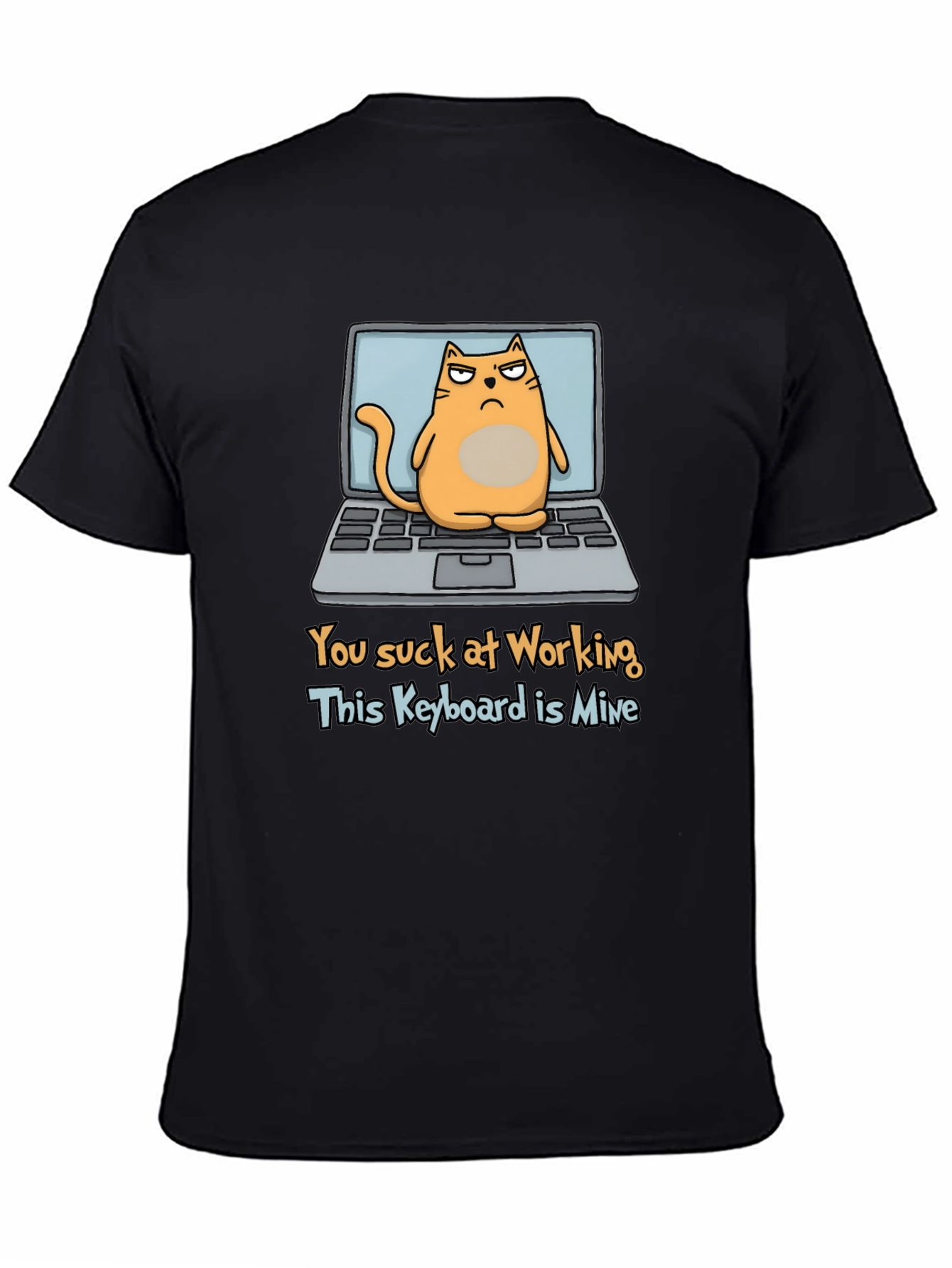 Funny Cat Laptop Graphic T-Shirt