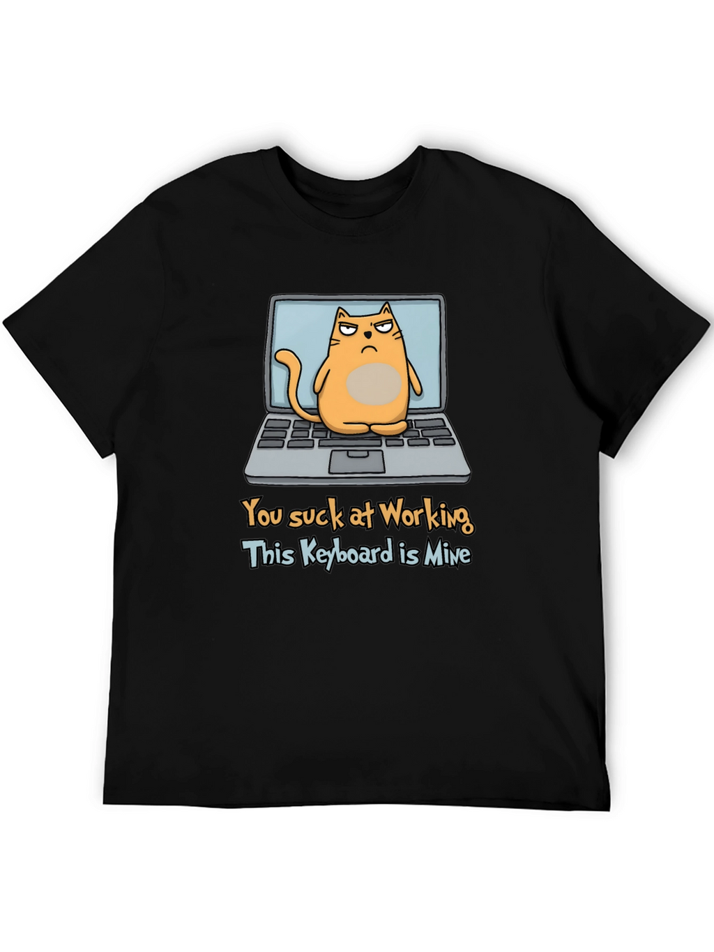 Funny Cat Laptop Graphic T-Shirt