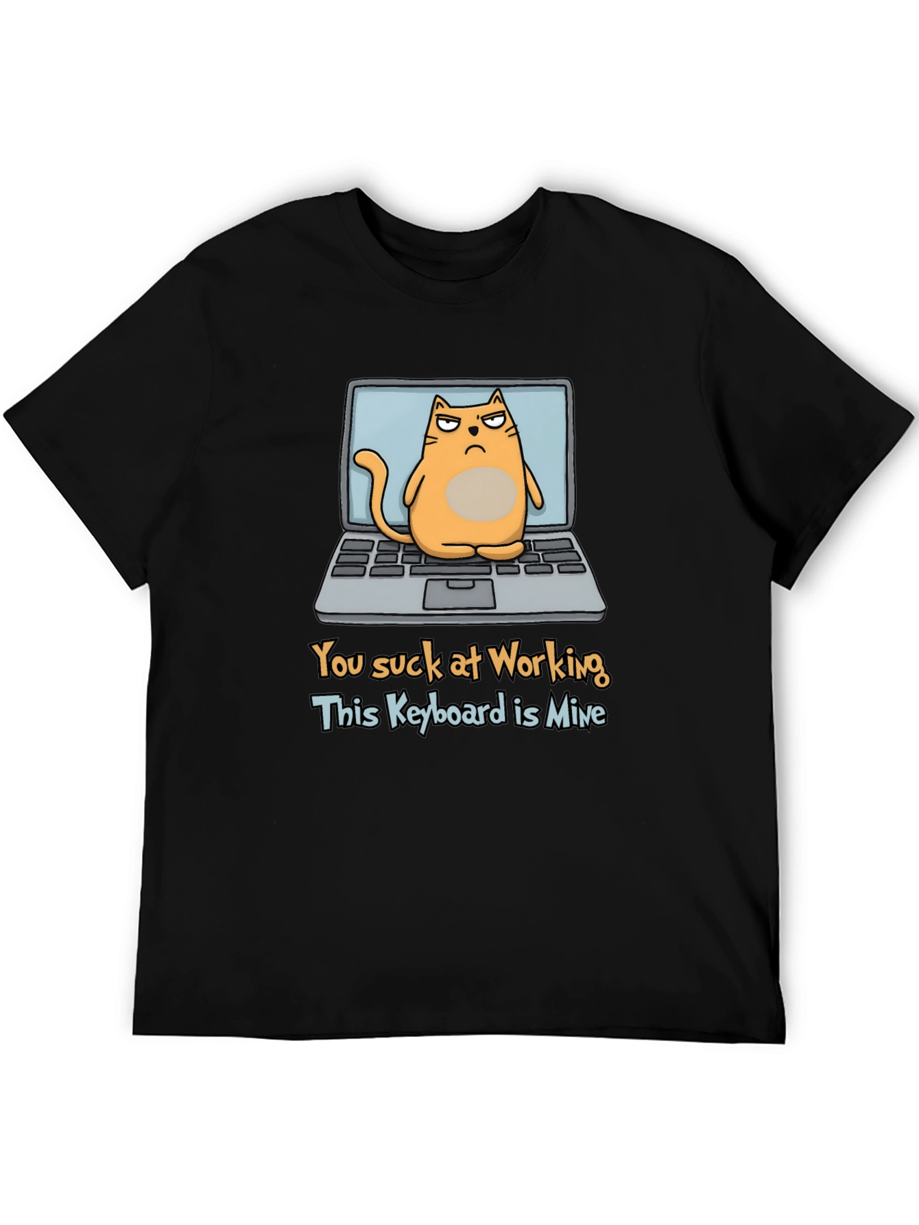 Funny Cat Laptop Graphic T-Shirt