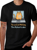 Funny Cat Laptop Graphic T-Shirt