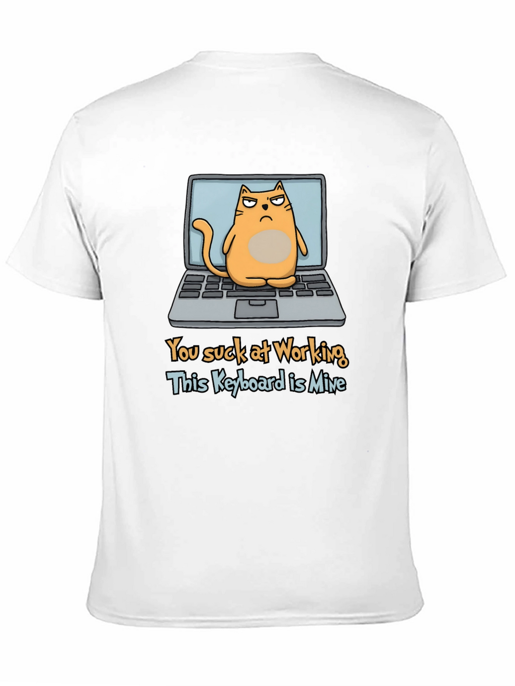 Funny Cat Laptop Graphic T-Shirt