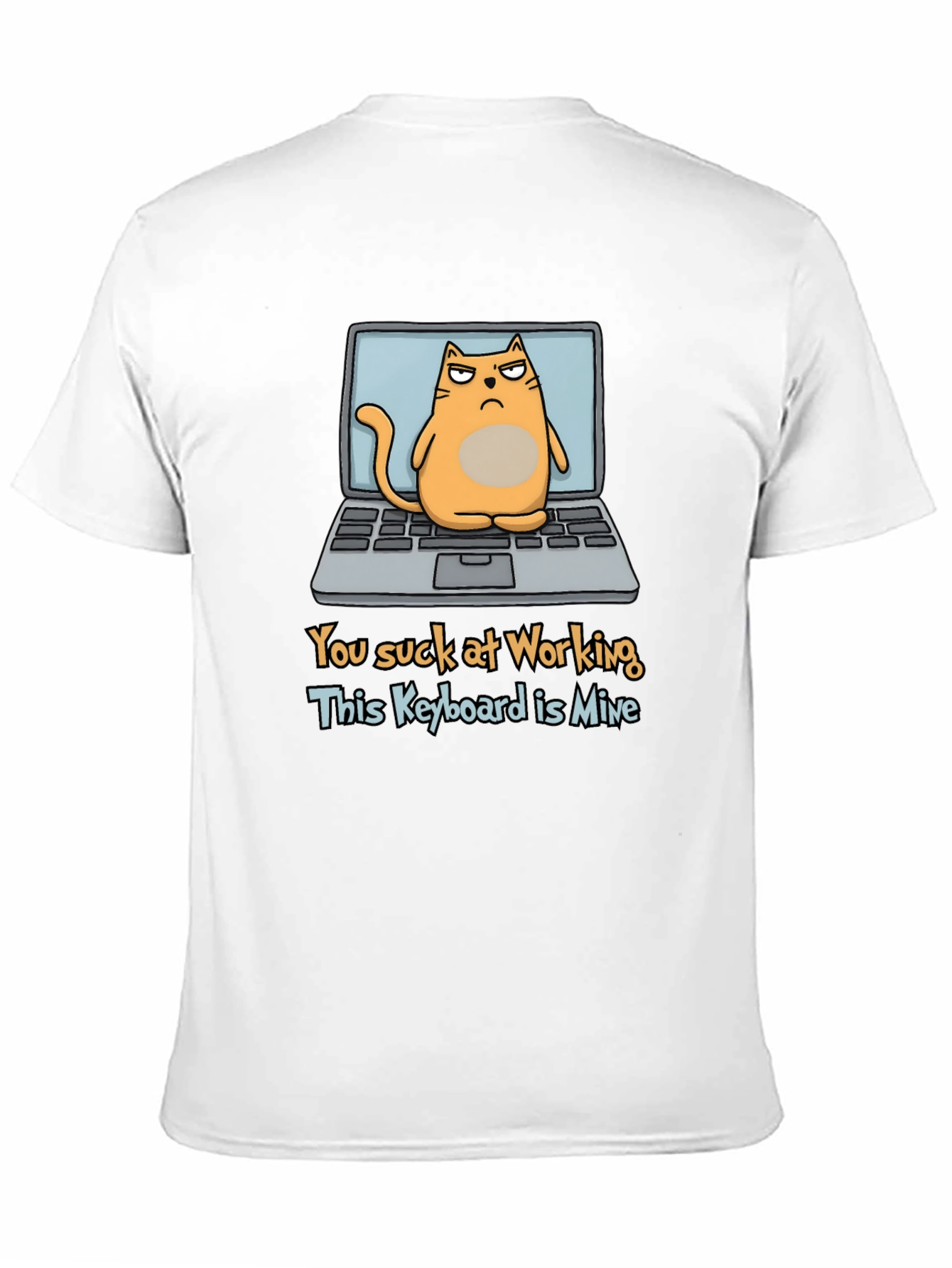Funny Cat Laptop Graphic T-Shirt