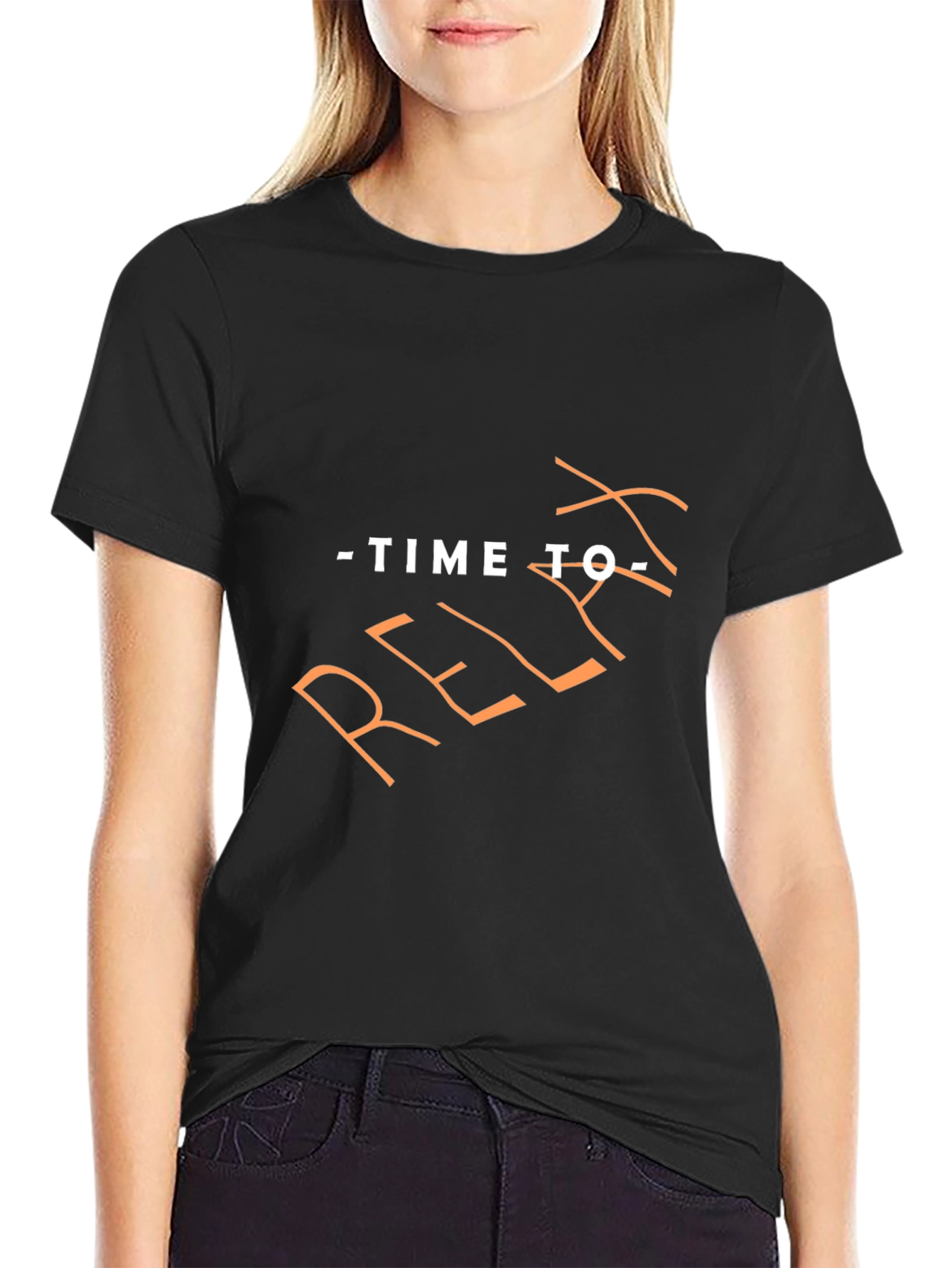 Time to Relax Black Graphic T-Shirt