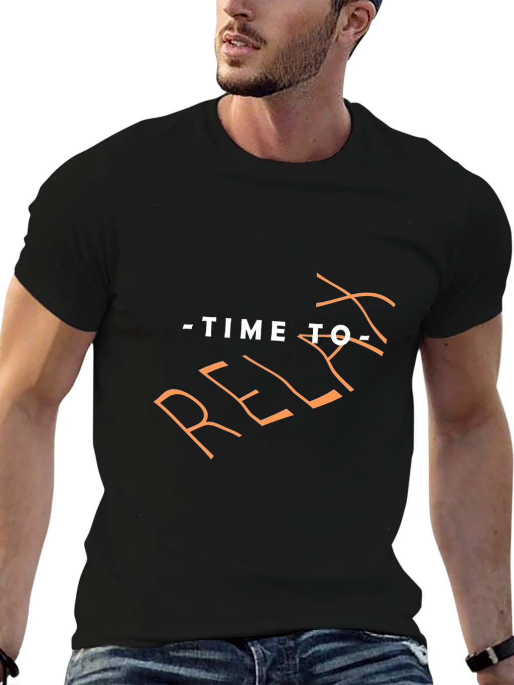 Time to Relax Black Graphic T-Shirt