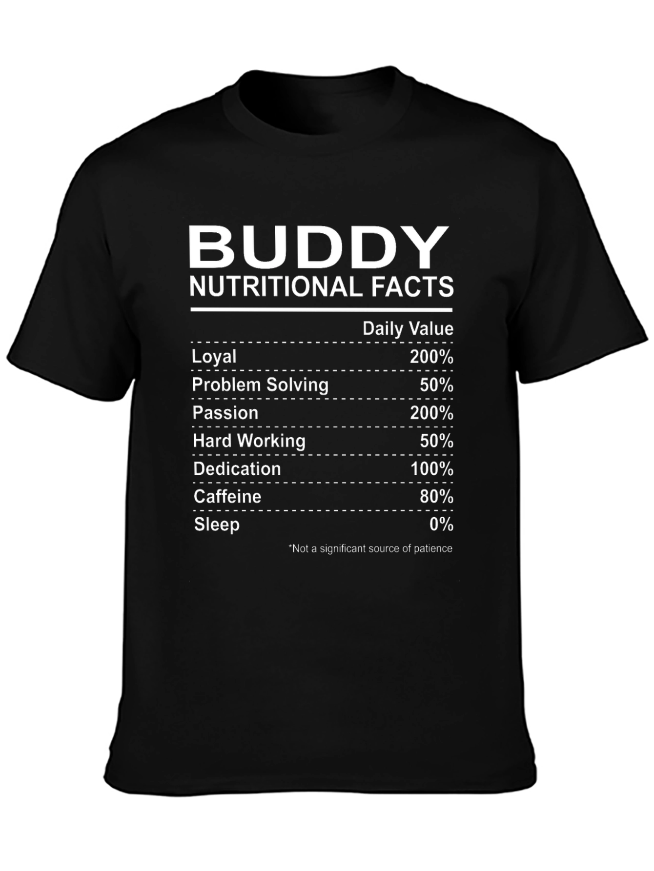 Buddy Nutritional Facts Graphic T-Shirt - Black