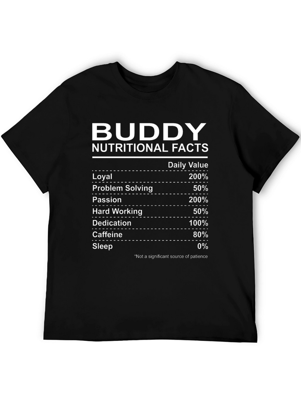 Buddy Nutritional Facts Graphic T-Shirt - Black