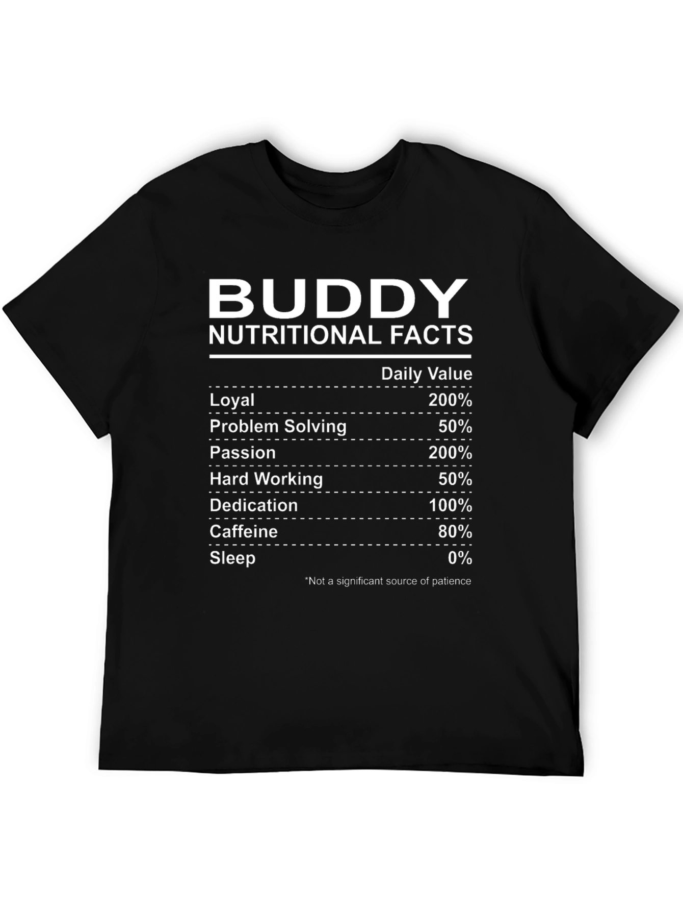 Buddy Nutritional Facts Graphic T-Shirt - Black