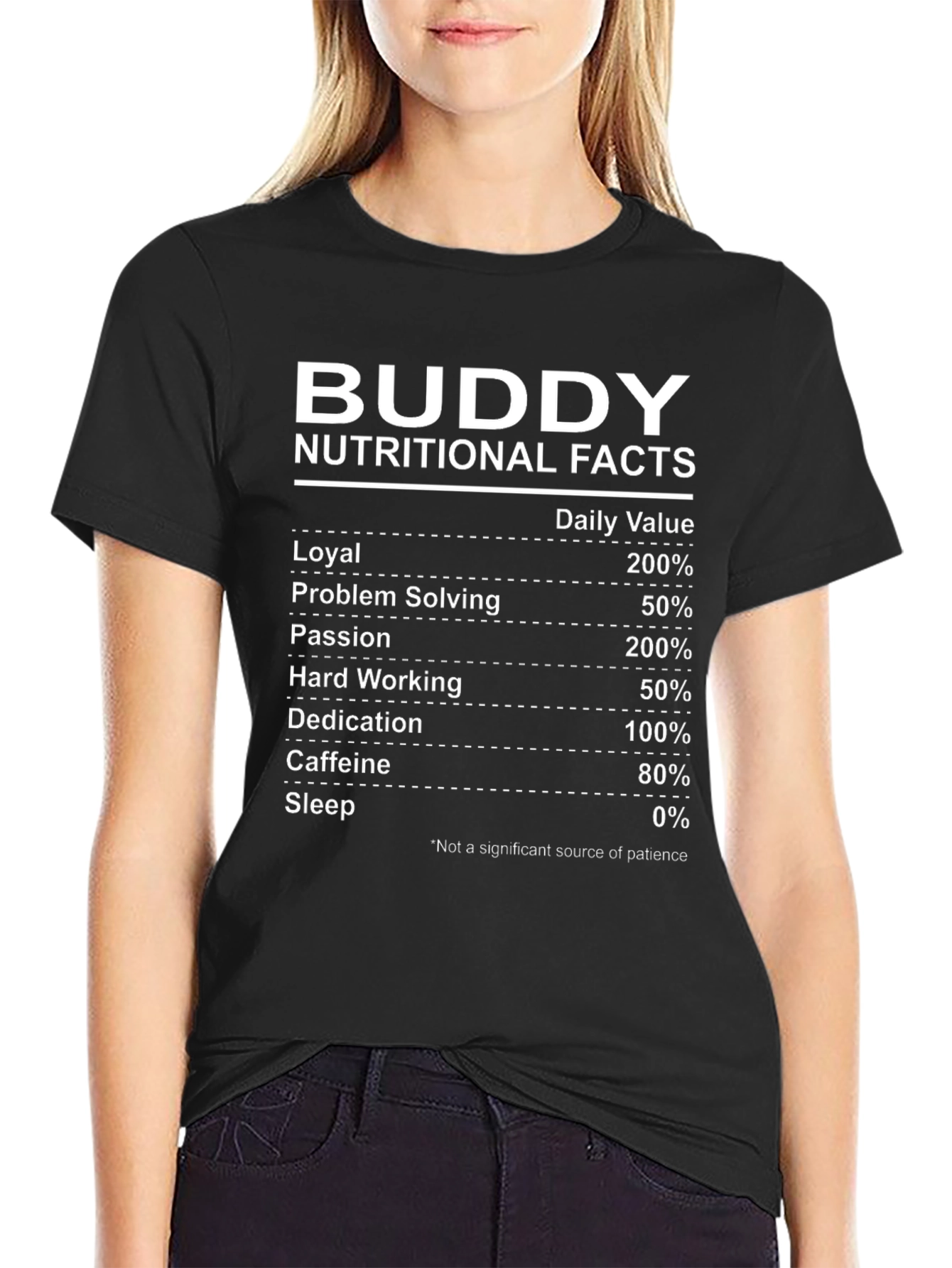Buddy Nutritional Facts Graphic T-Shirt - Black