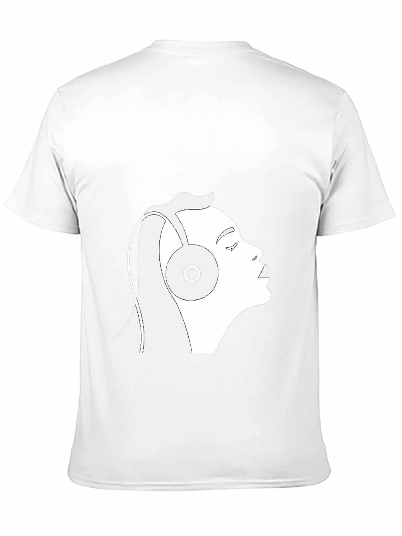 Black T-Shirt with Headphones Graphic