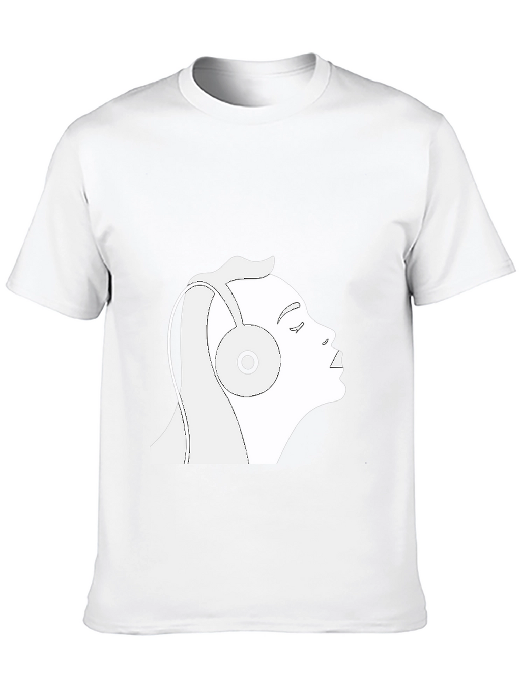 Black T-Shirt with Headphones Graphic