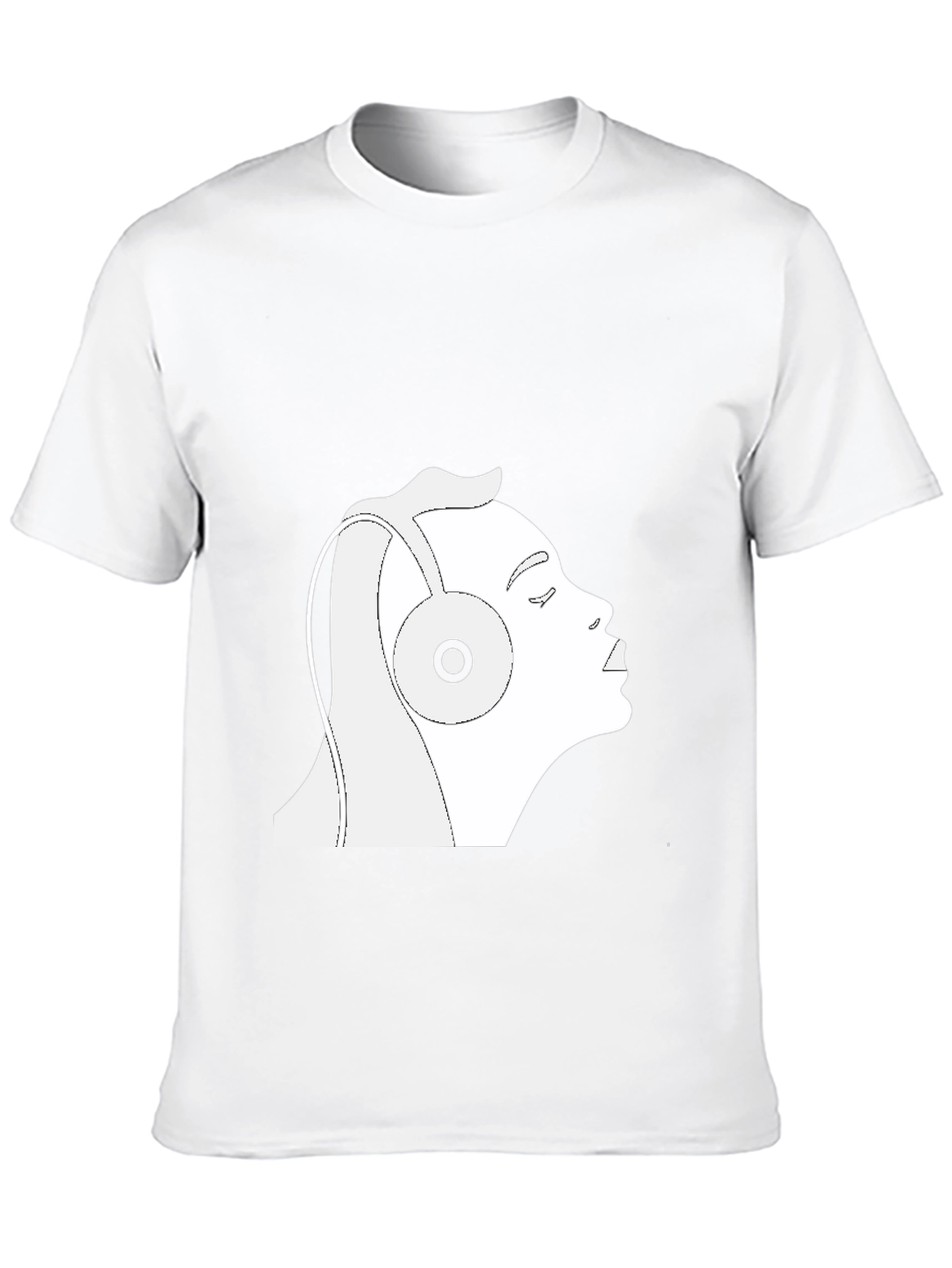 Black T-Shirt with Headphones Graphic