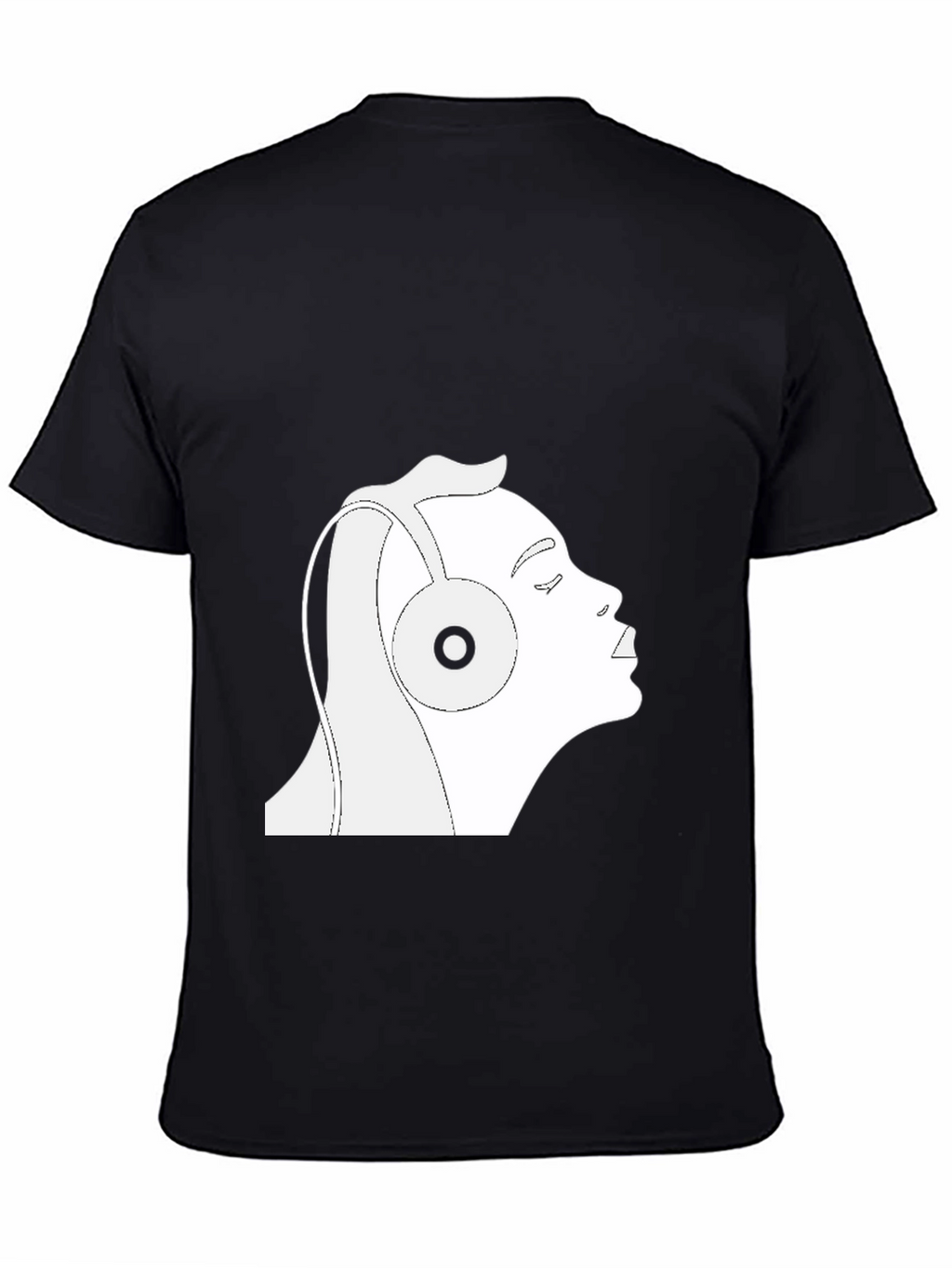Black T-Shirt with Headphones Graphic