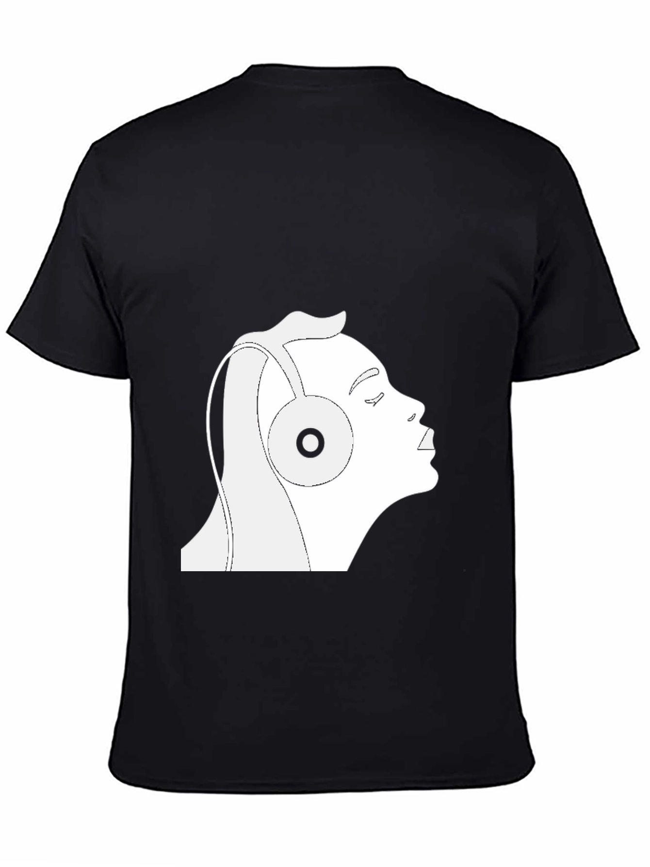 Black T-Shirt with Headphones Graphic