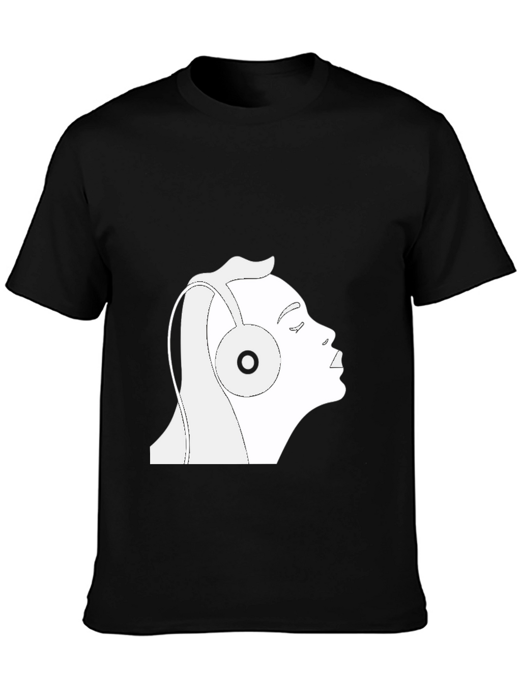 Black T-Shirt with Headphones Graphic