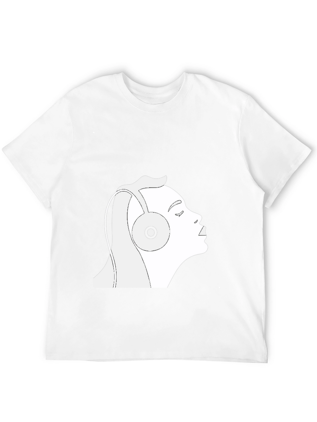 Black T-Shirt with Headphones Graphic