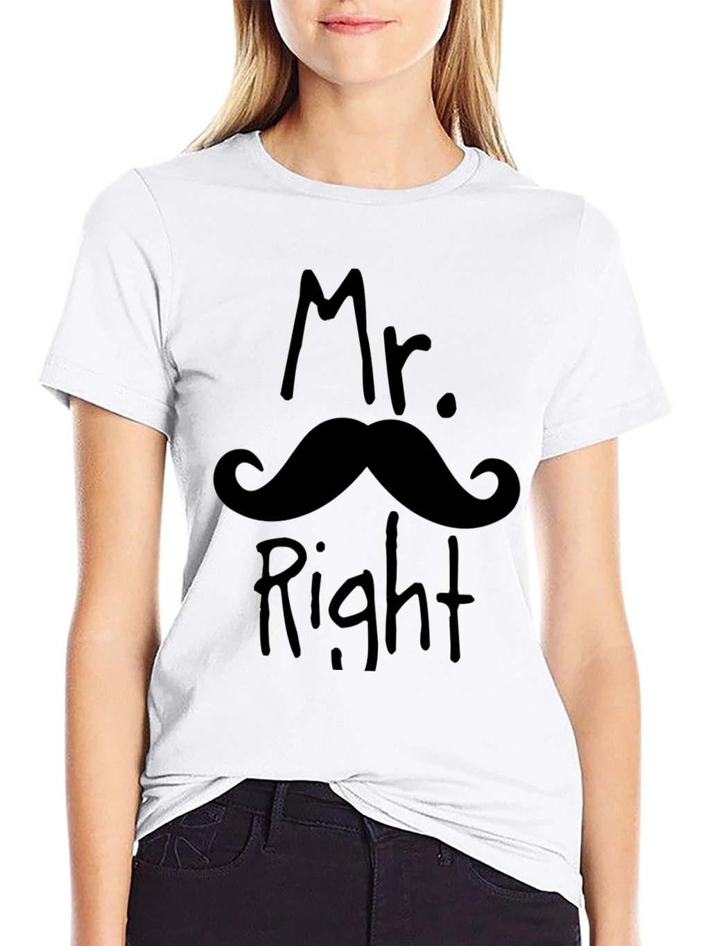 Mr. Right Mustache Graphic Novelty T-Shirt